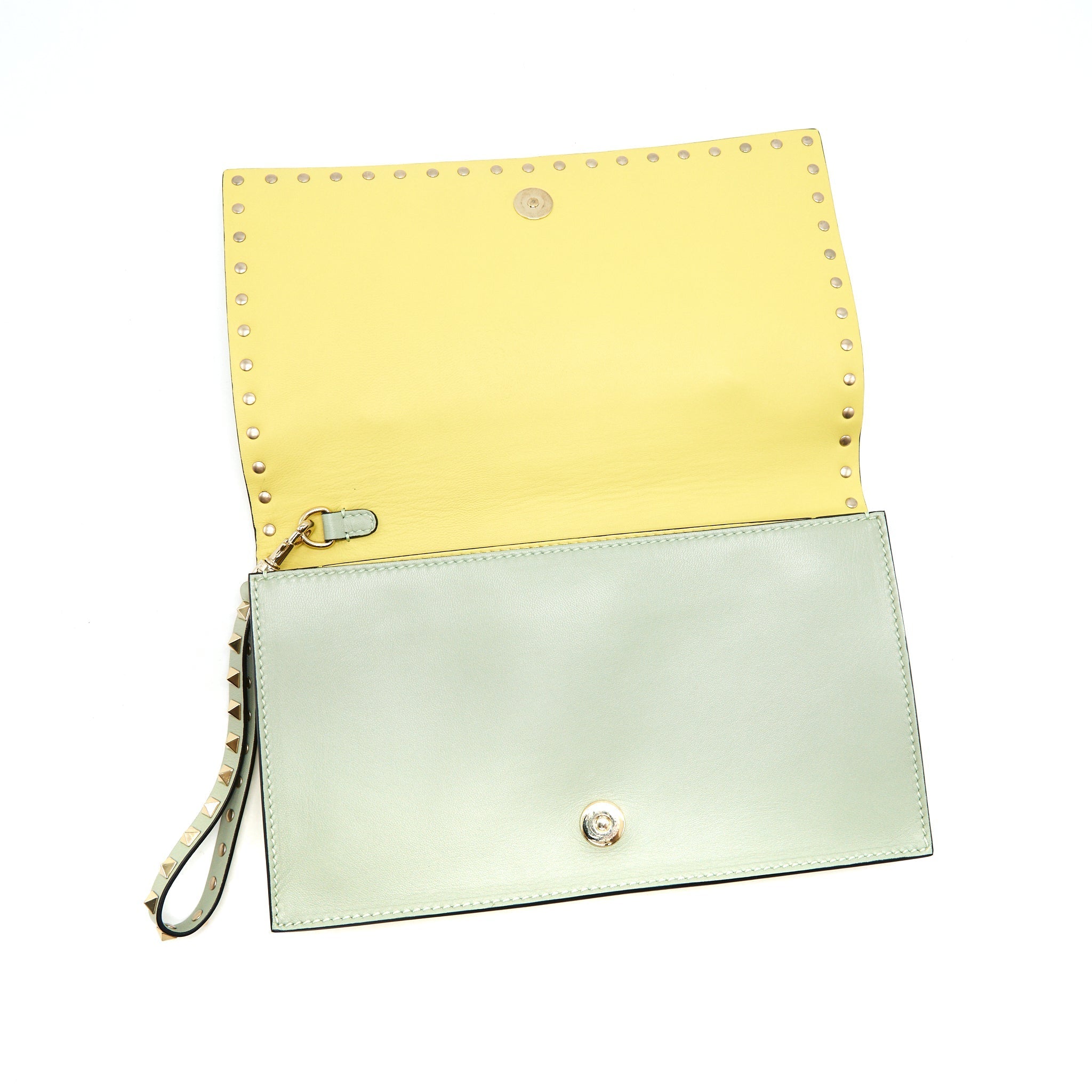 VALENTINO GARAVANI ROCKSTUD LEATHER CLUTCH BAG MULTICOLORED