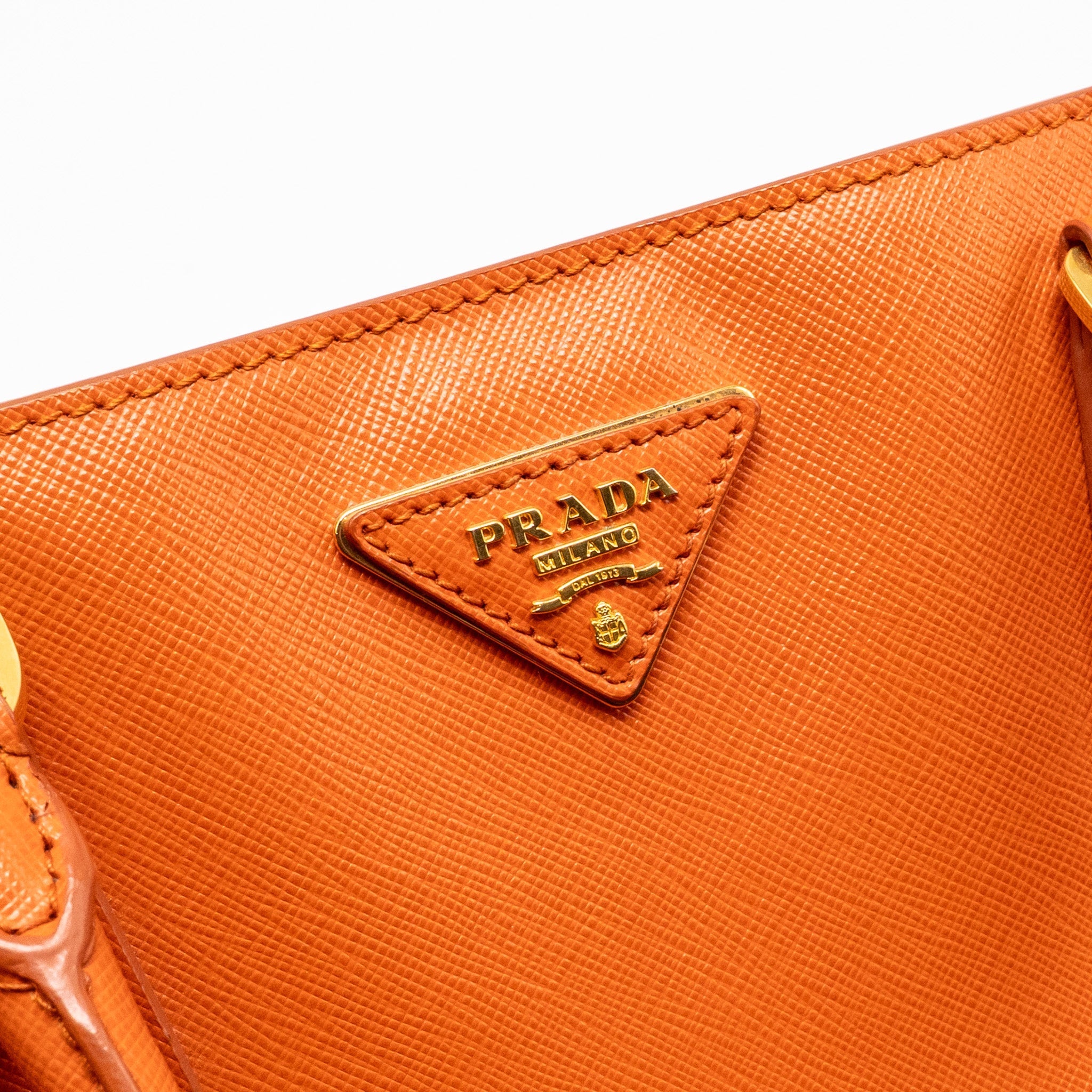 PRADA LARGE SAFFIANO TOTE BAG LEATHER ORANGE GHW