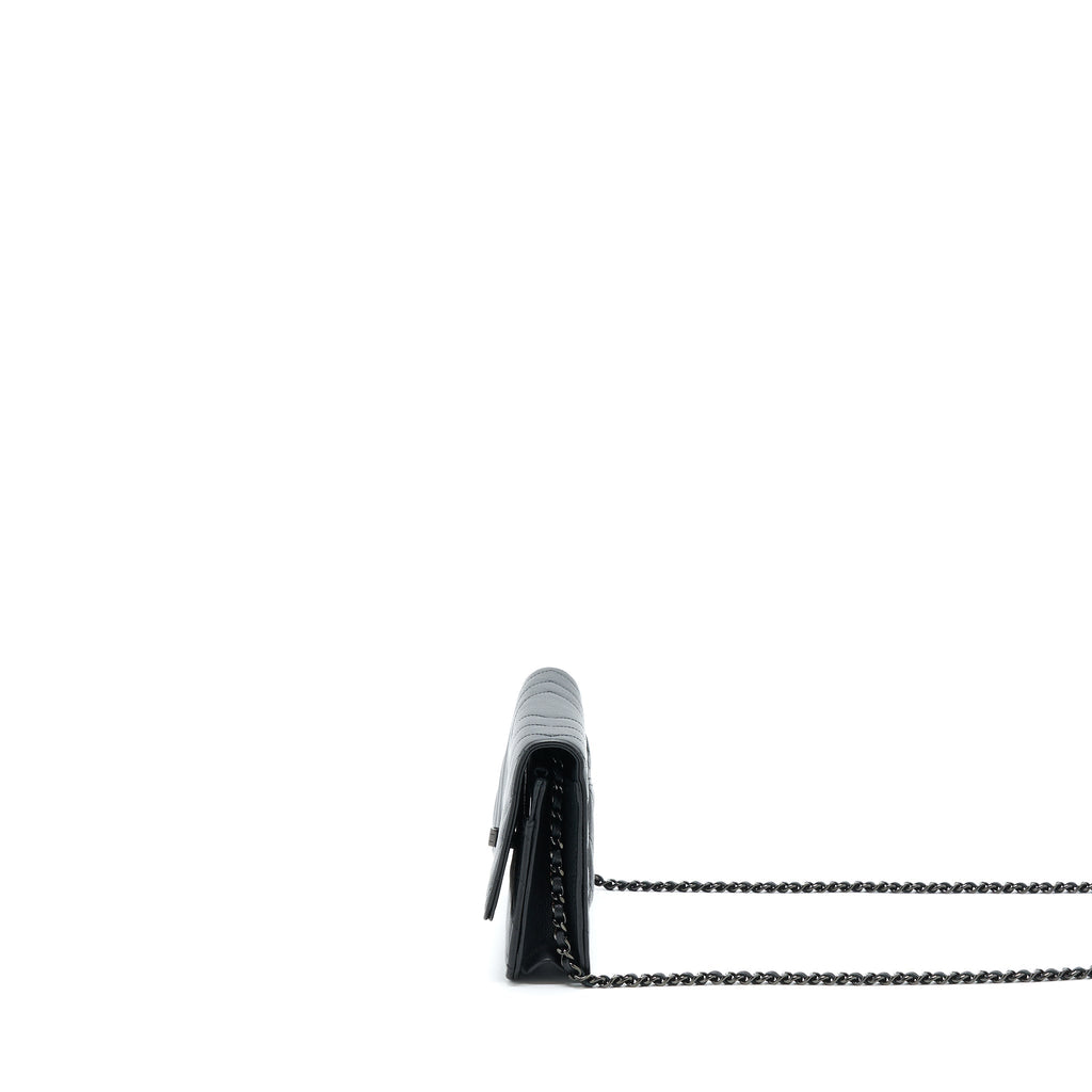 CHANEL 2.55 SO BLACK WALLET ON CHAIN CALFSKIN WITH BLACK HARDWARE