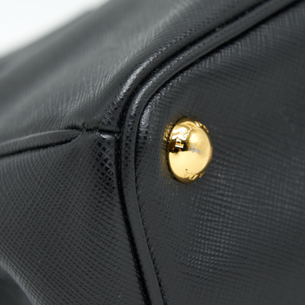 PRADA SMALL SAFFIANO LEATHER TOTE BAG BLACK GHW