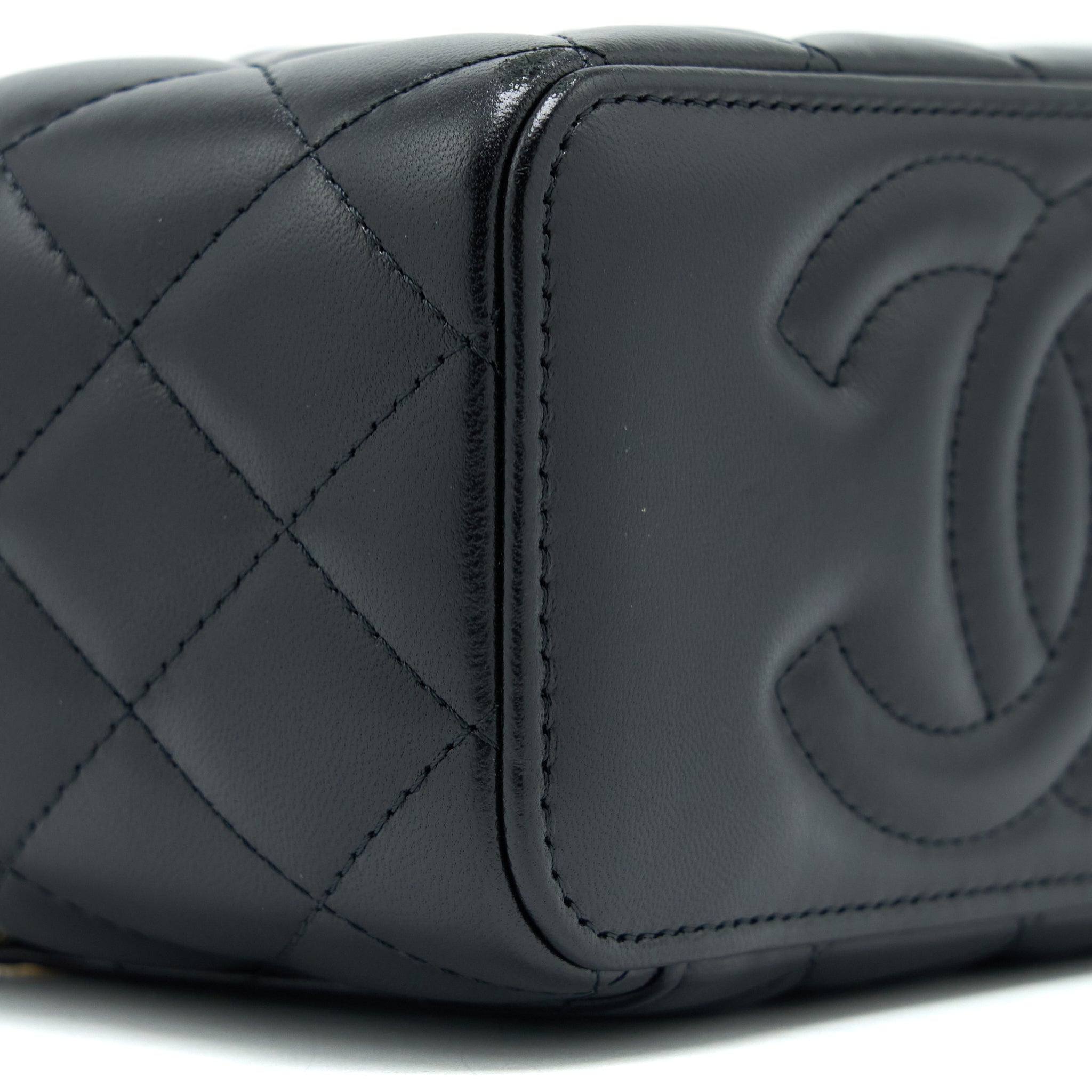 CHANEL LONG VANITY DETAILED GEM CHAIN LAMBSKIN BLACK GHW (MICROCHIP)