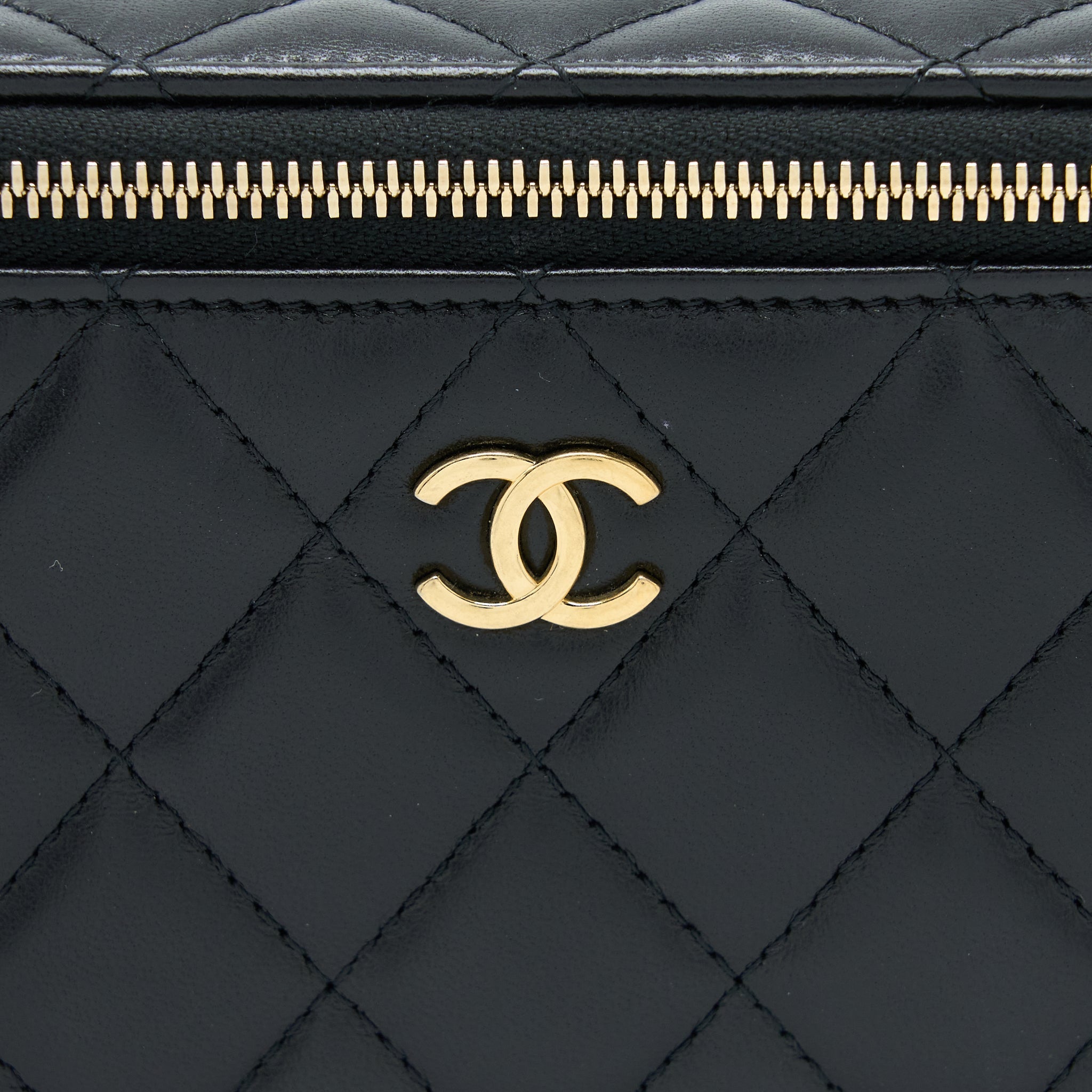 CHANEL LONG VANITY DETAILED GEM CHAIN LAMBSKIN BLACK GHW (MICROCHIP)