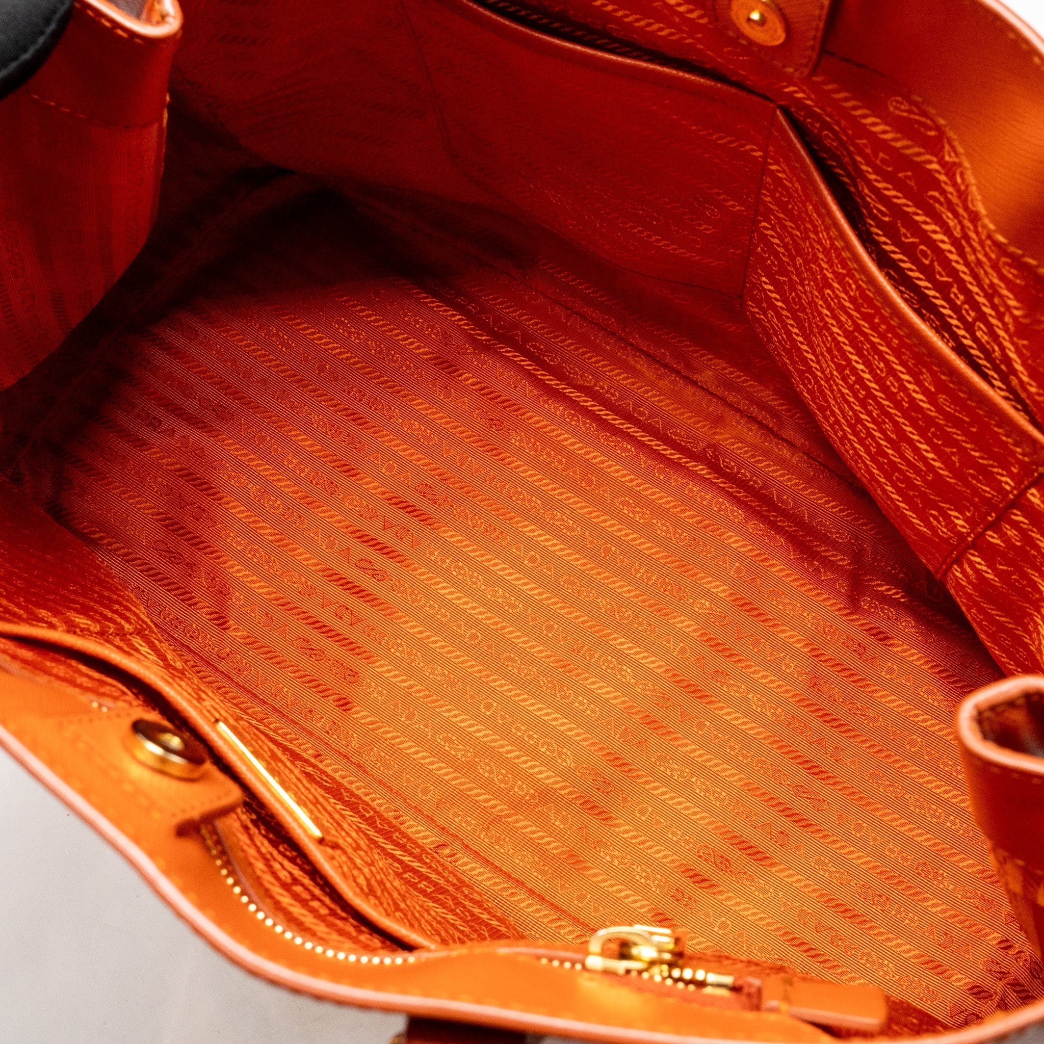 PRADA LARGE SAFFIANO TOTE BAG LEATHER ORANGE GHW