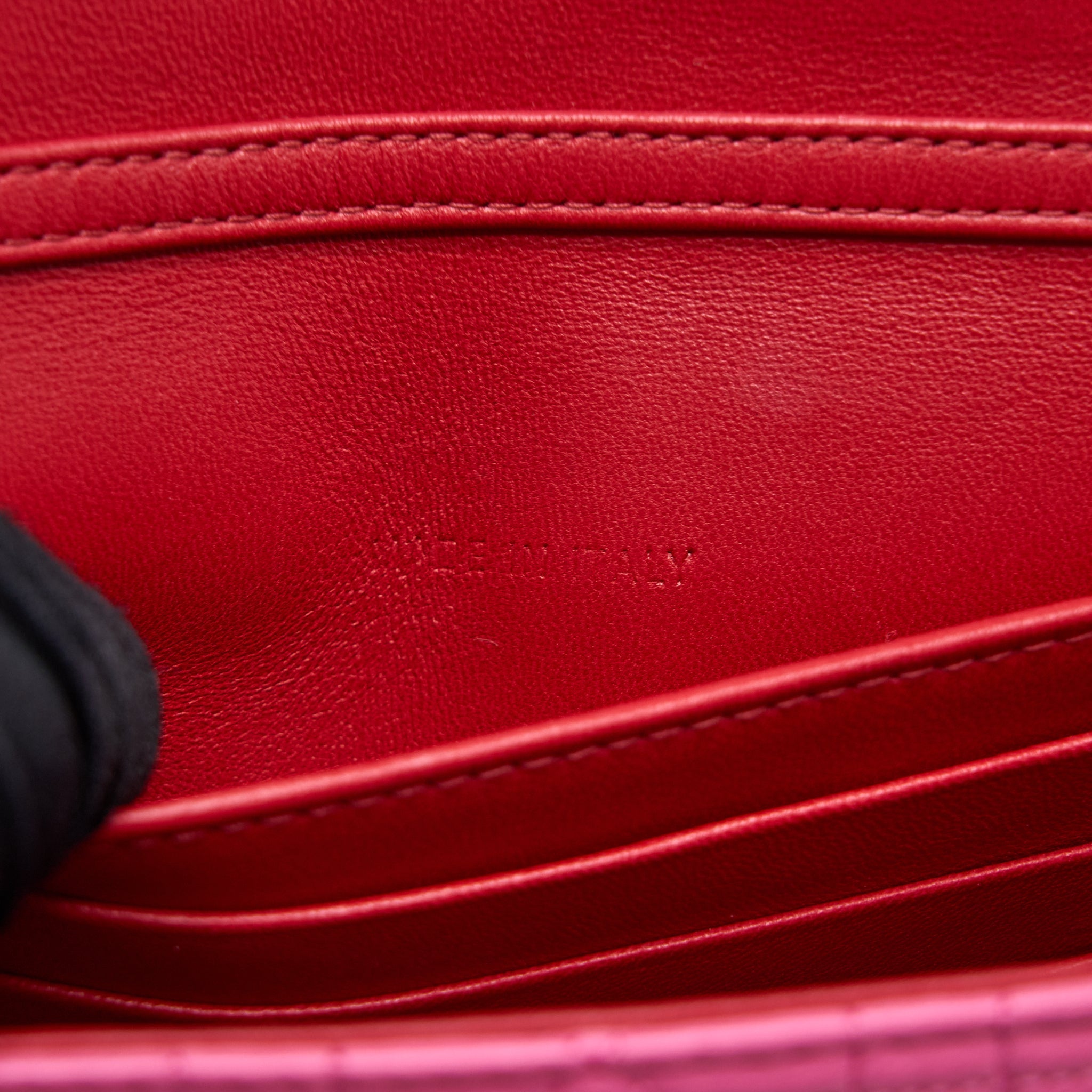 DIOR MISS DIOR WALLET ON CHAIN LAMBSKIN RED/PINK LGHW