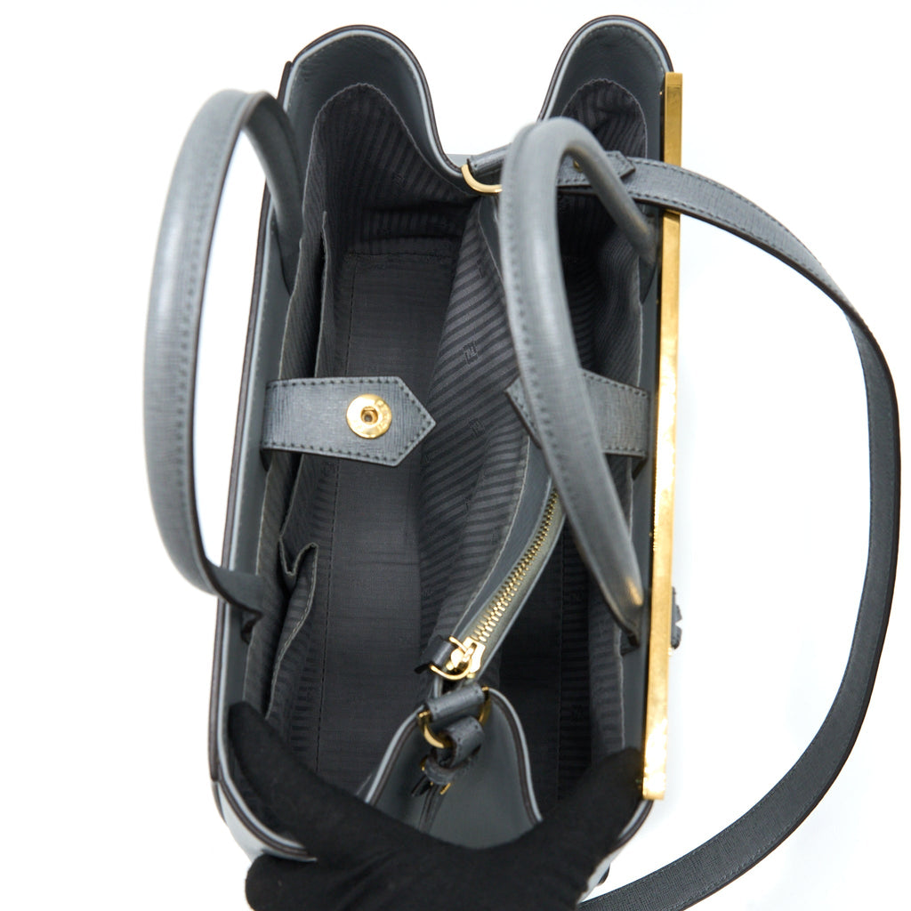 FENDI 2 JOURS LARGE BAG GREY GHW