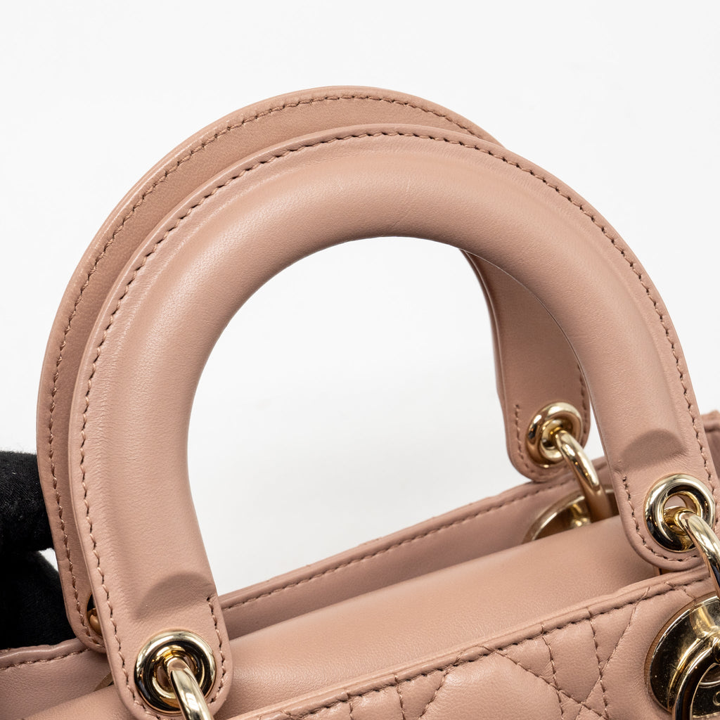 DIOR SMALL LADY DIOR LAMBSKIN DARK PINK LGHW