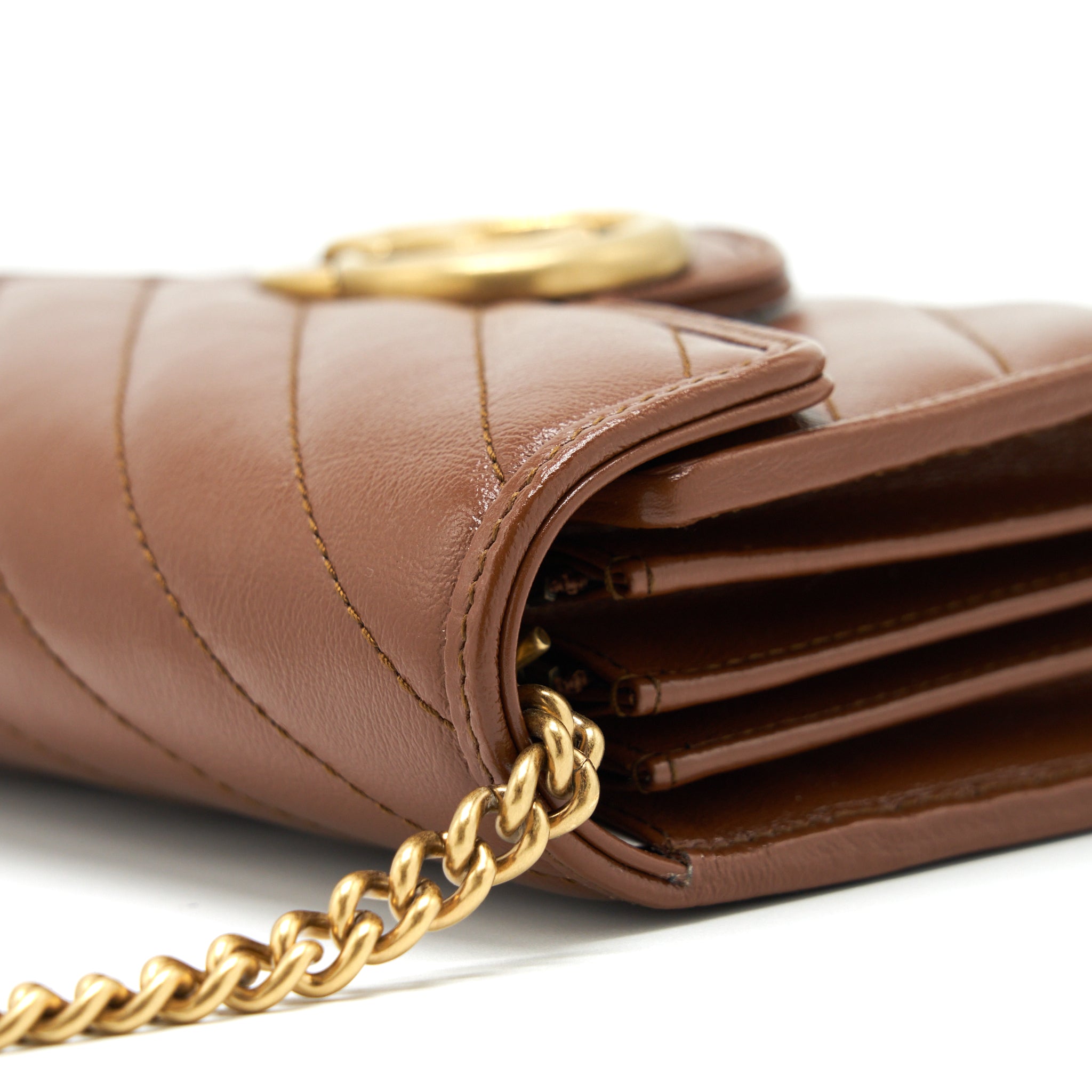 GUCCI GG MARMONT MATELASSE MINI BAG CALFSKIN BROWN GHW