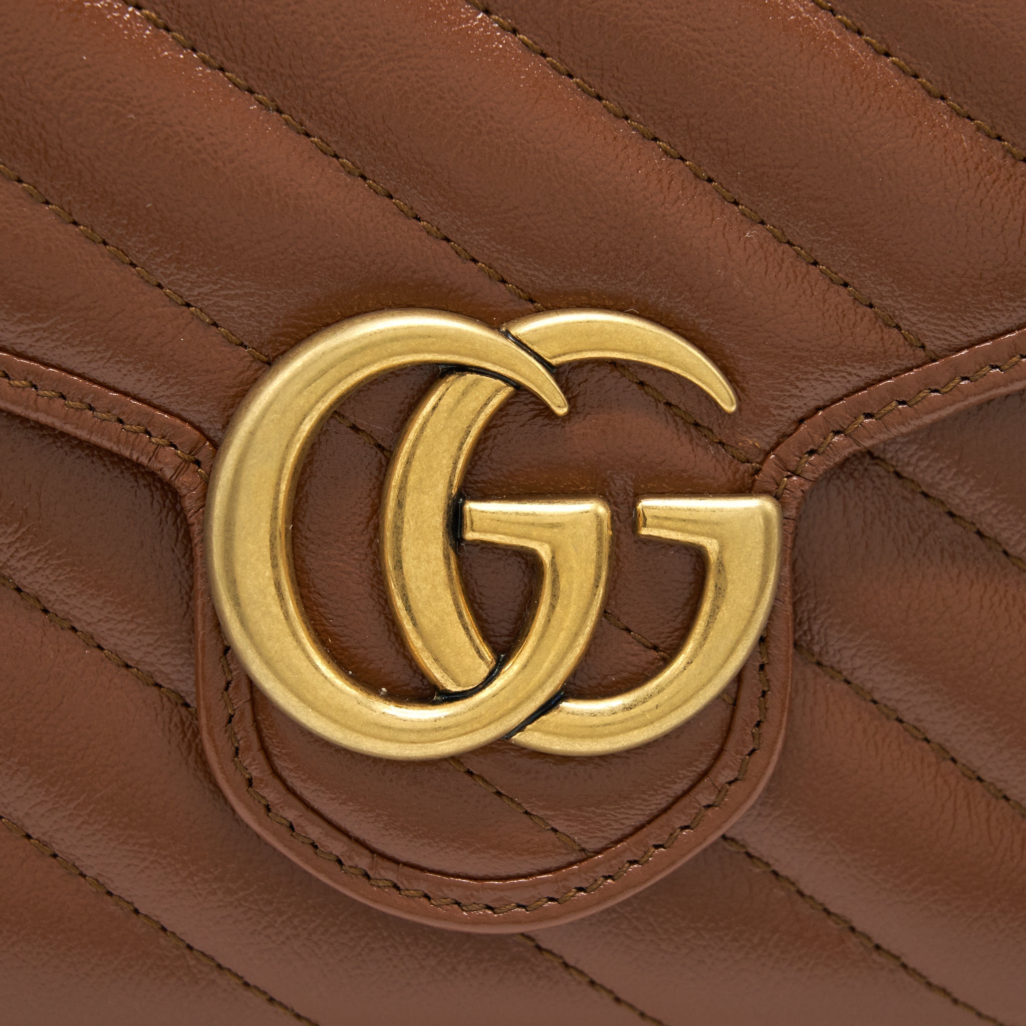 GUCCI GG MARMONT MATELASSE MINI BAG CALFSKIN BROWN GHW