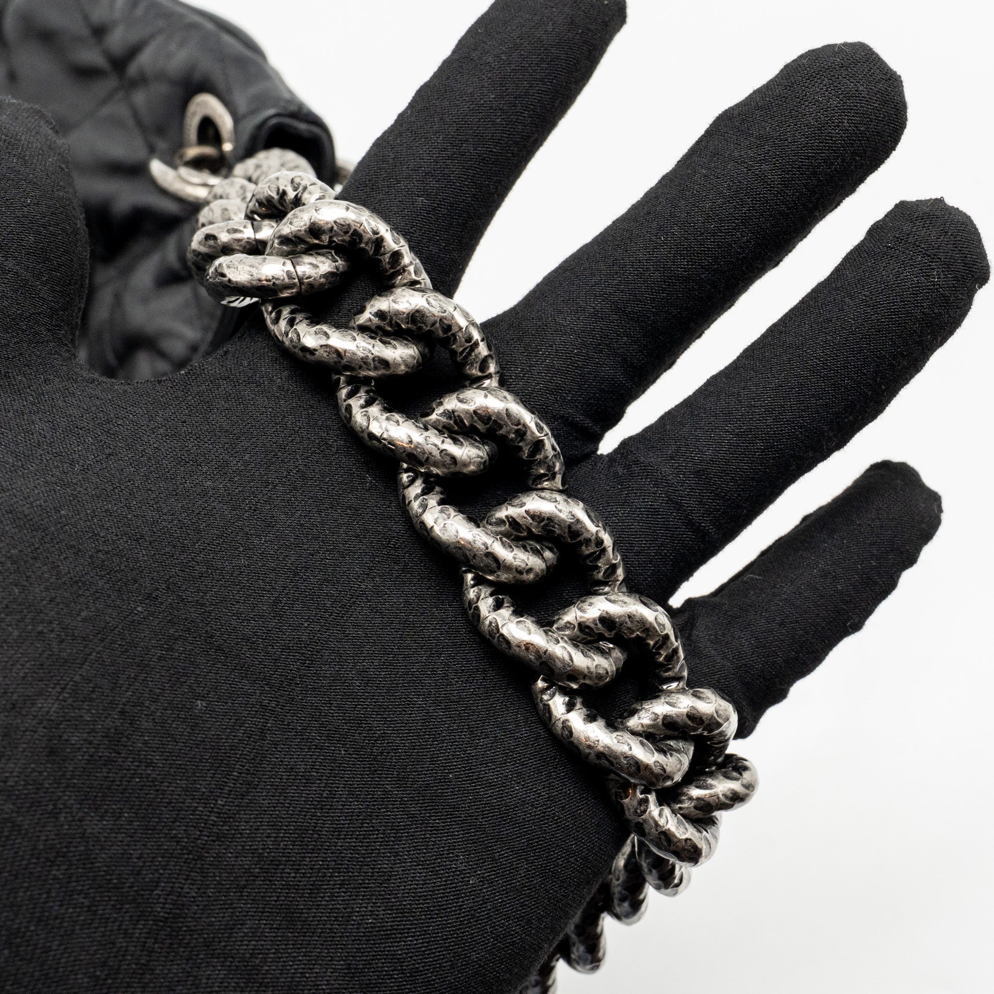 CHANEL COCO PLEATS HOBO BAG CALFSKIN BLACK RUTHENIUM HARDWARE