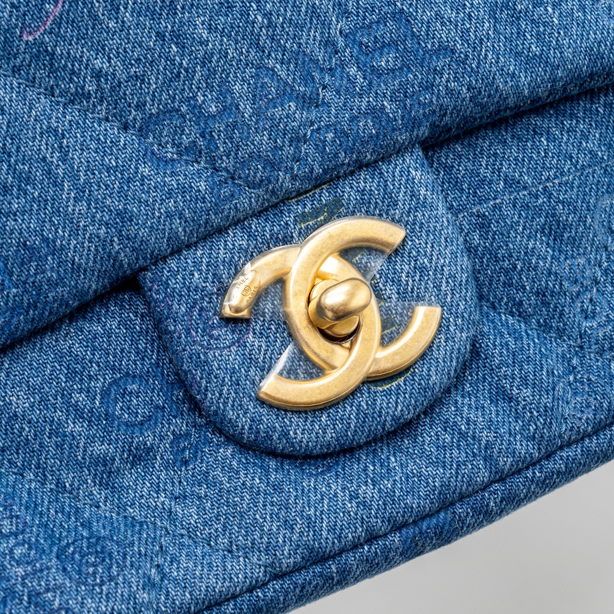 CHANEL 22P SMALL FLAP BAG DENIM BLUE GHW (MICROCHIP)