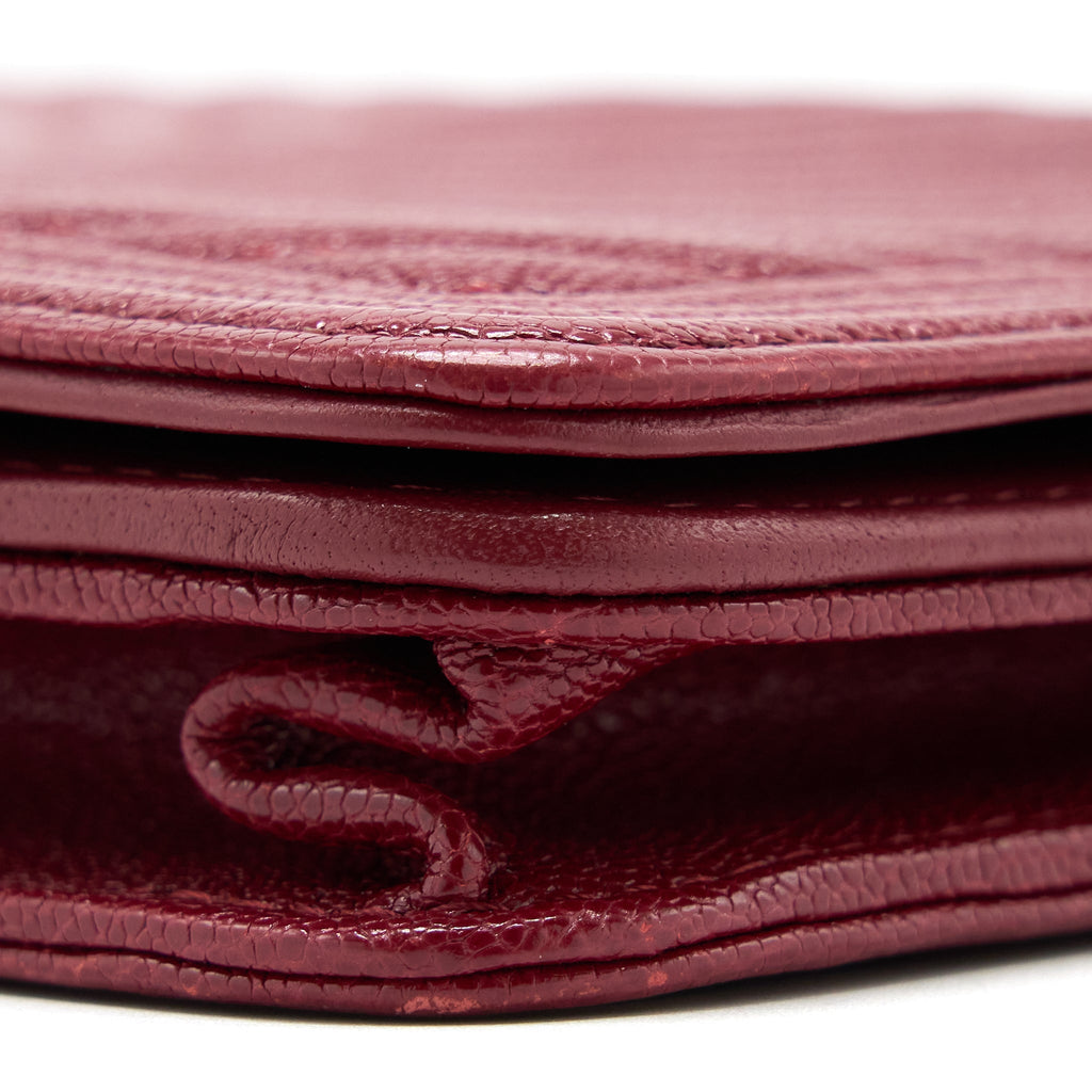 CHANEL BOY WALLET ON CHAIN CHEVRON CAVIAR RED BRUSHED GHW