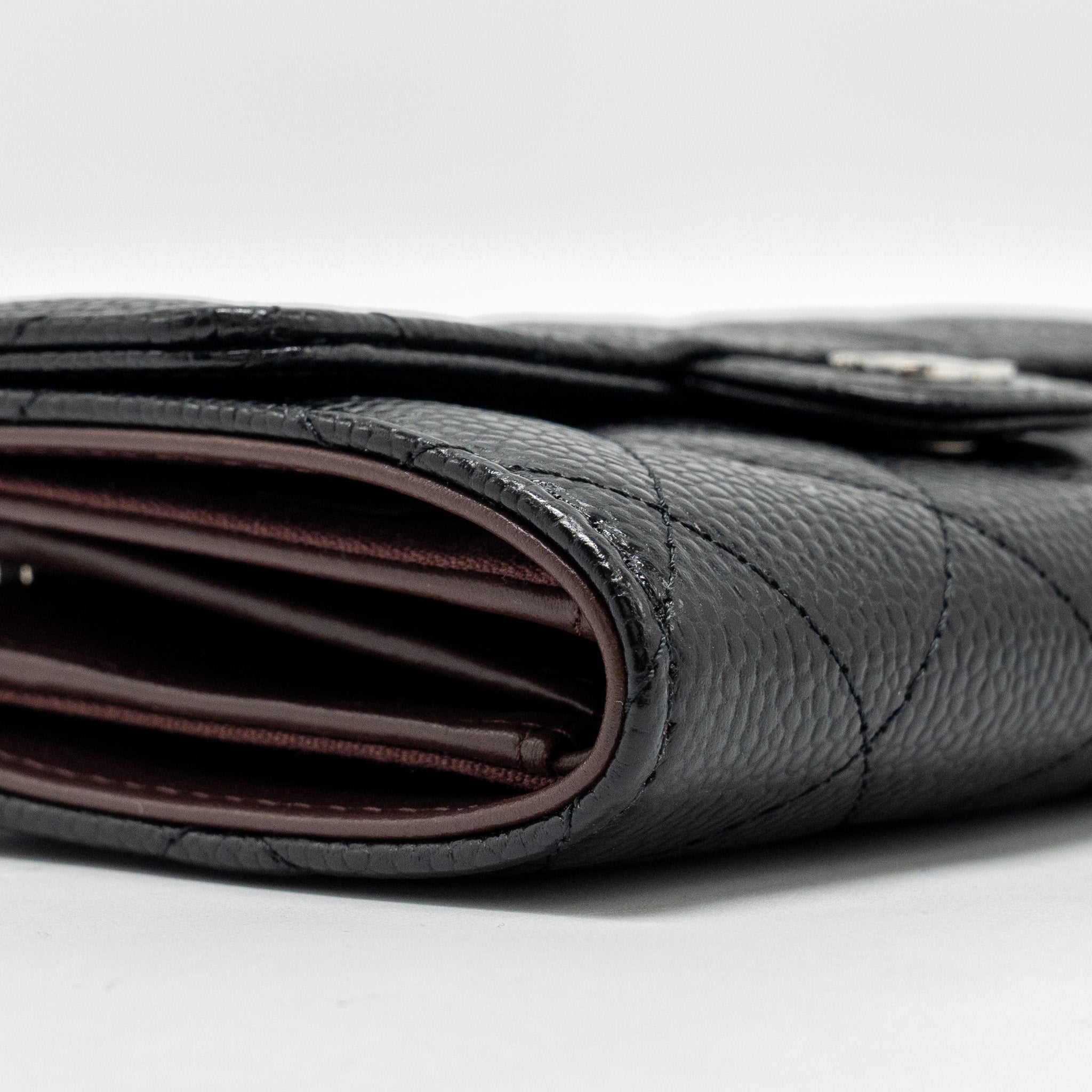 CHANEL CLASSIC FLAP WALLET CAVIAR BLACK SHW (MICROCHIP)