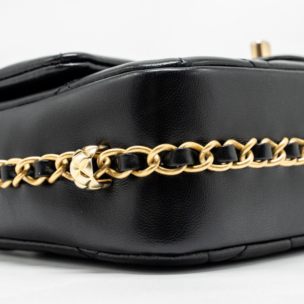 CHANEL MINI COCO CC LOGO QUILTED FLAP BAG LAMBSKIN BLACK GHW (MICROCHIP)