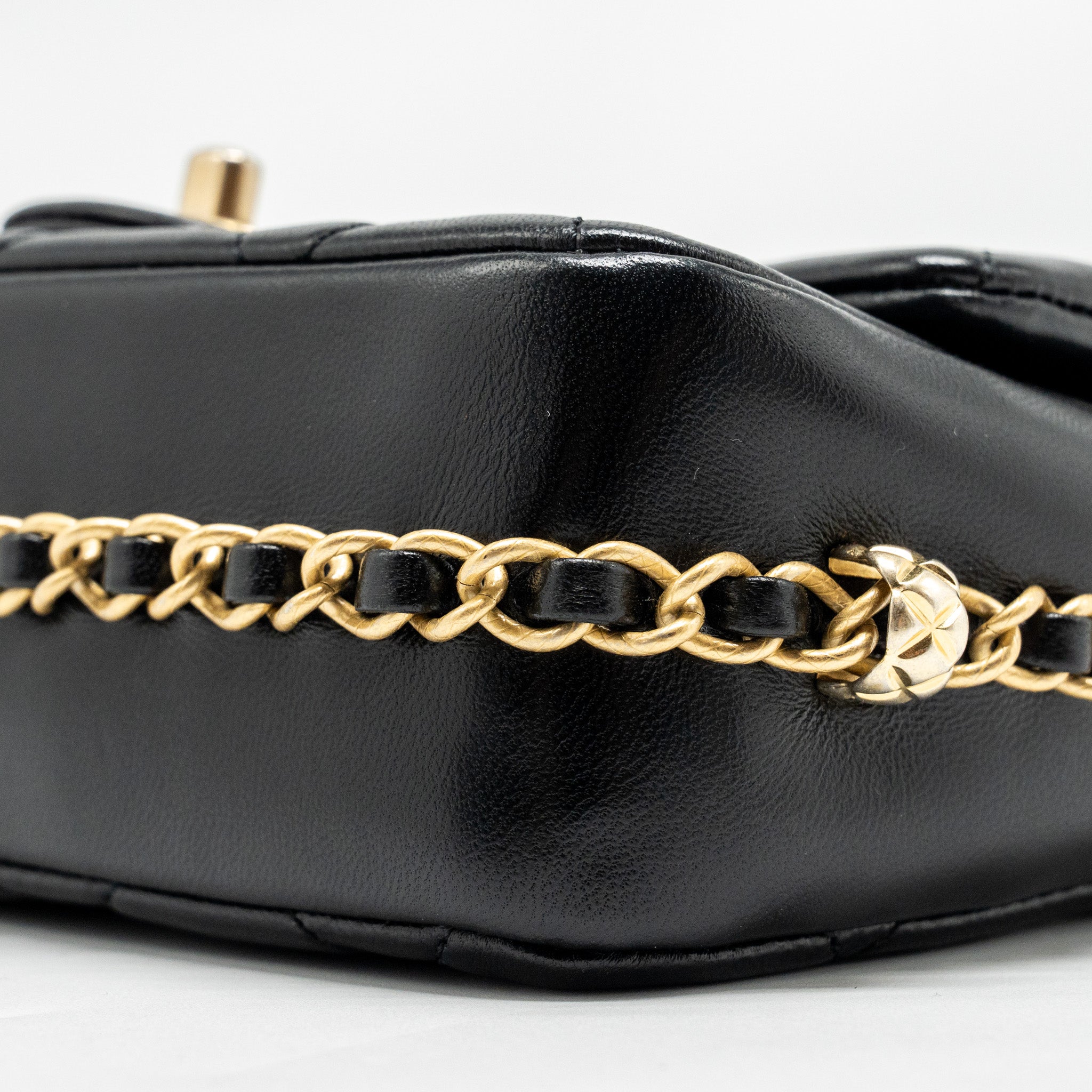 CHANEL MINI COCO CC LOGO QUILTED FLAP BAG LAMBSKIN BLACK GHW (MICROCHIP)