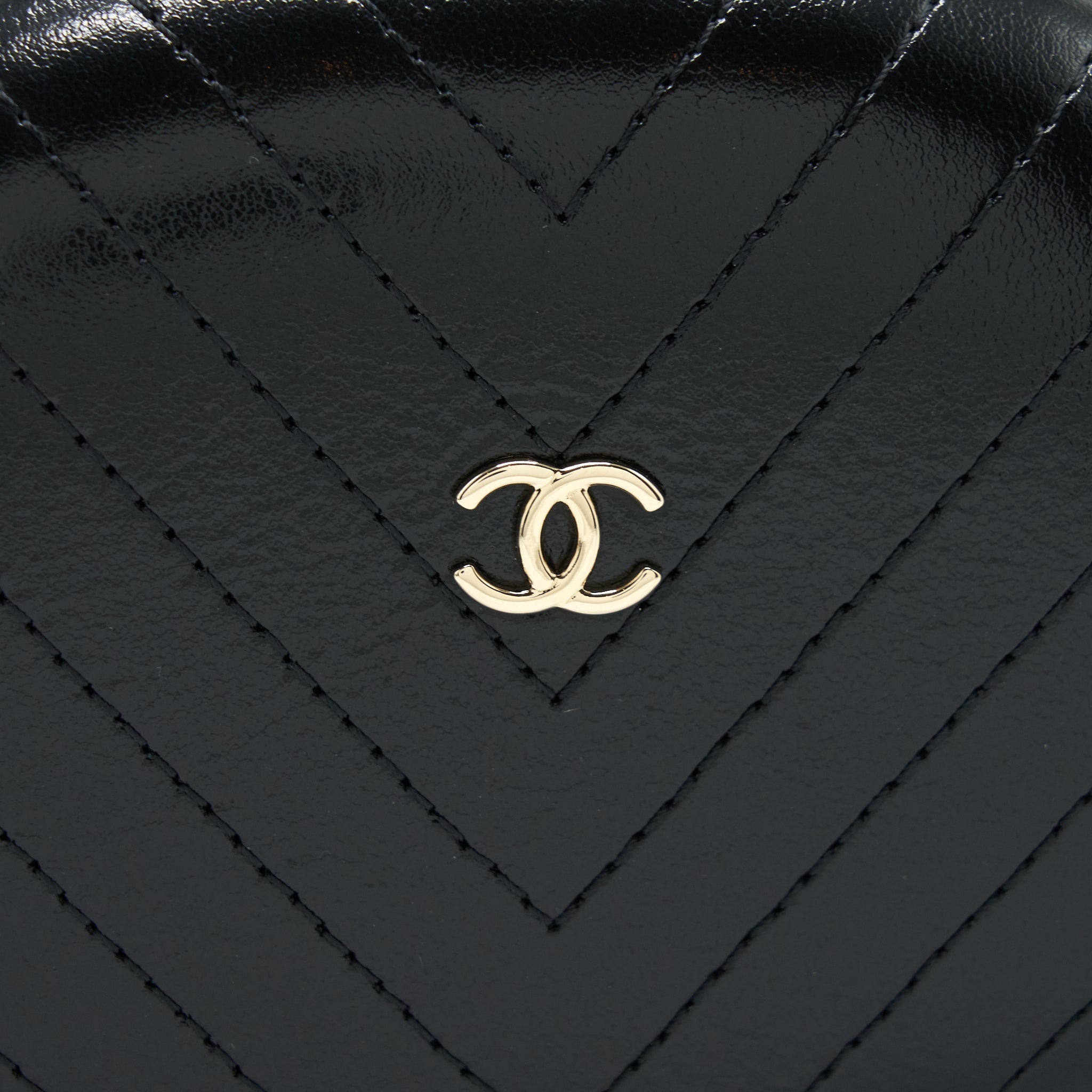 CHANEL LA PAUSA EVENING BAG CHEVRON CALFSKIN BLACK LGHW