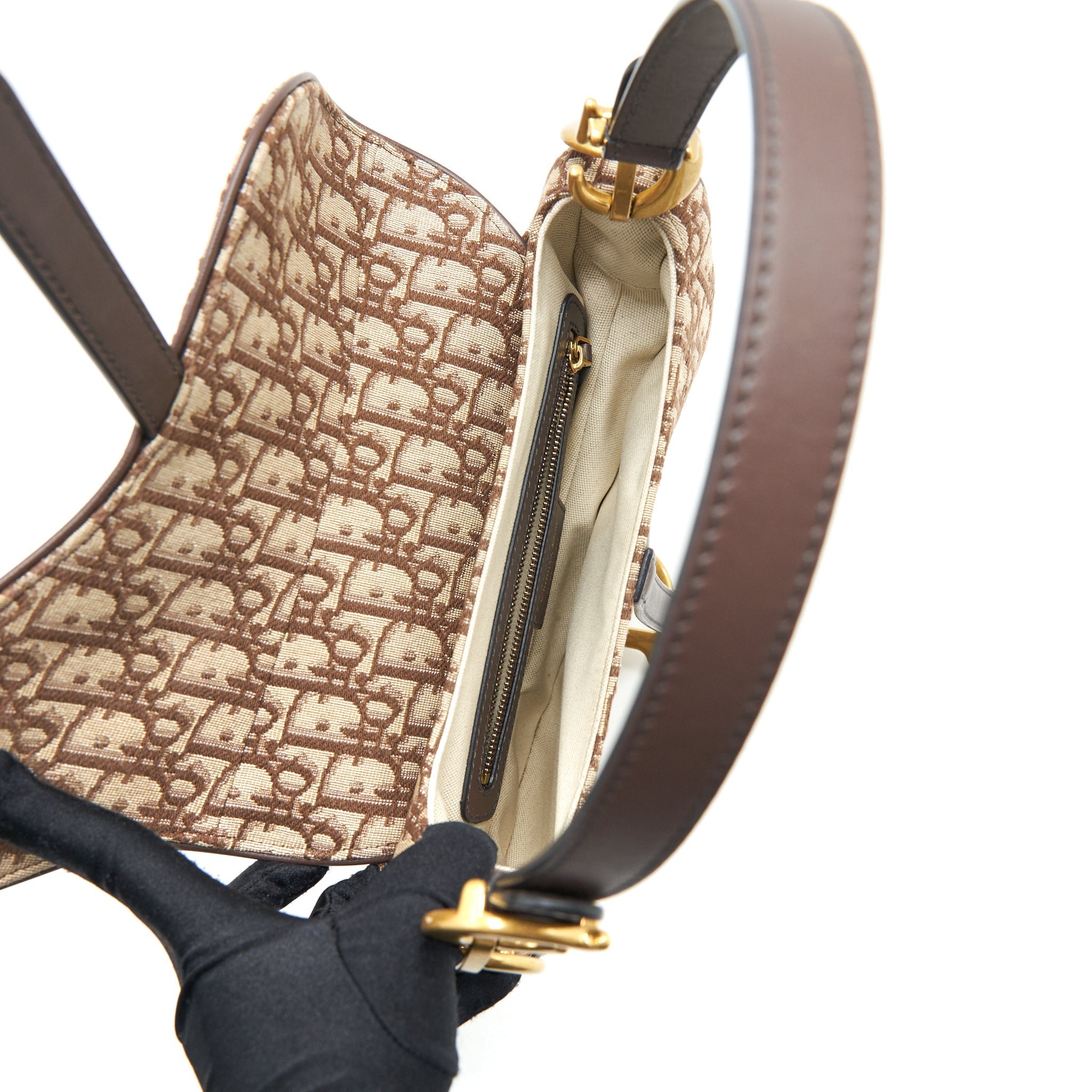 DIOR MEDIUM SADDLE BAG BROWN OBLIQUE GHW