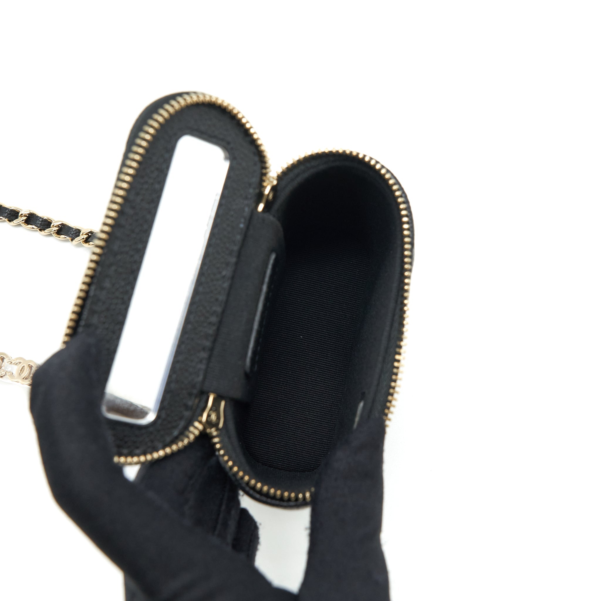 CHANEL 22P VERTICAL MINI VANITY WITH CC LOGO CHAIN CAVIAR BLACK LGHW
