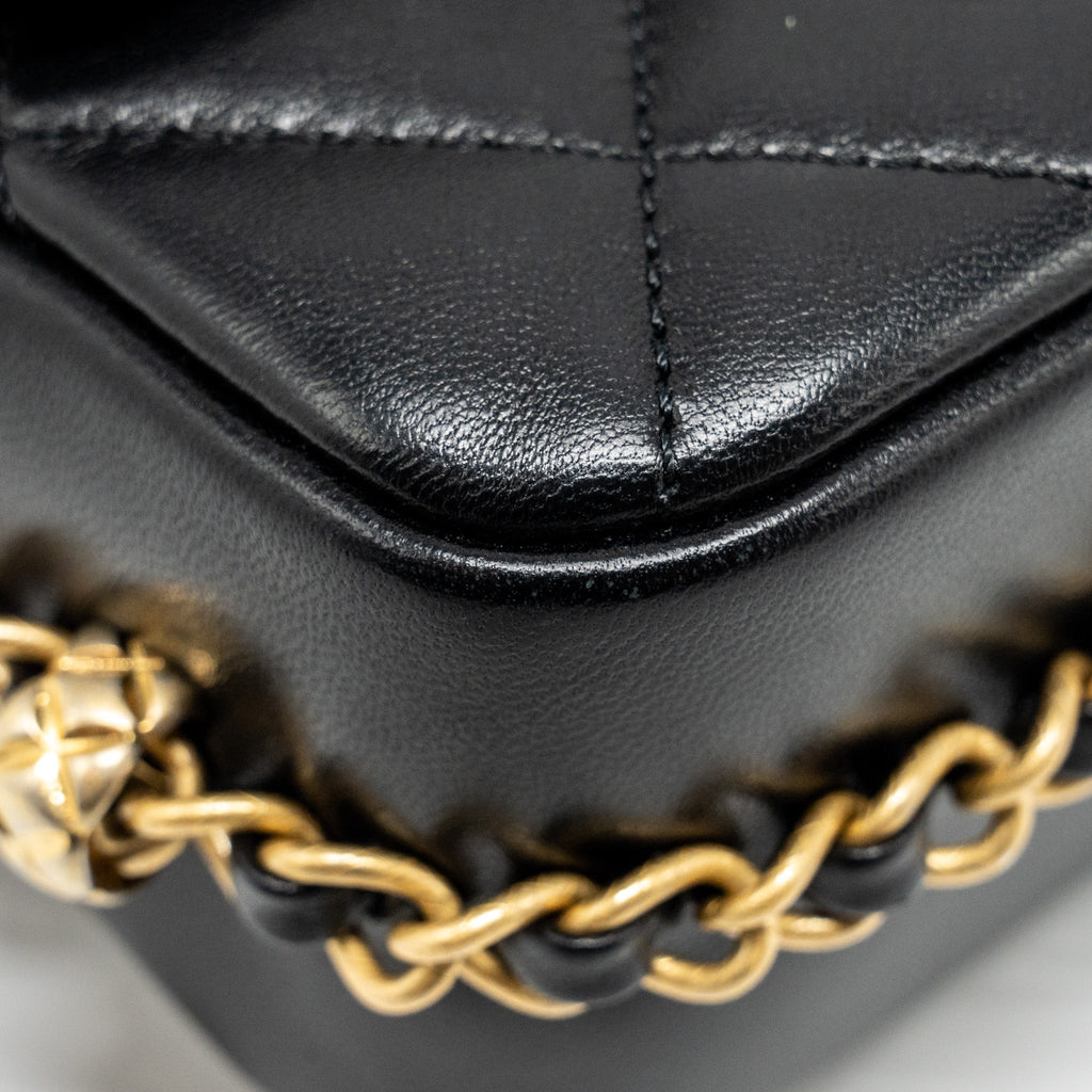 CHANEL MINI COCO CC LOGO QUILTED FLAP BAG LAMBSKIN BLACK GHW (MICROCHIP)