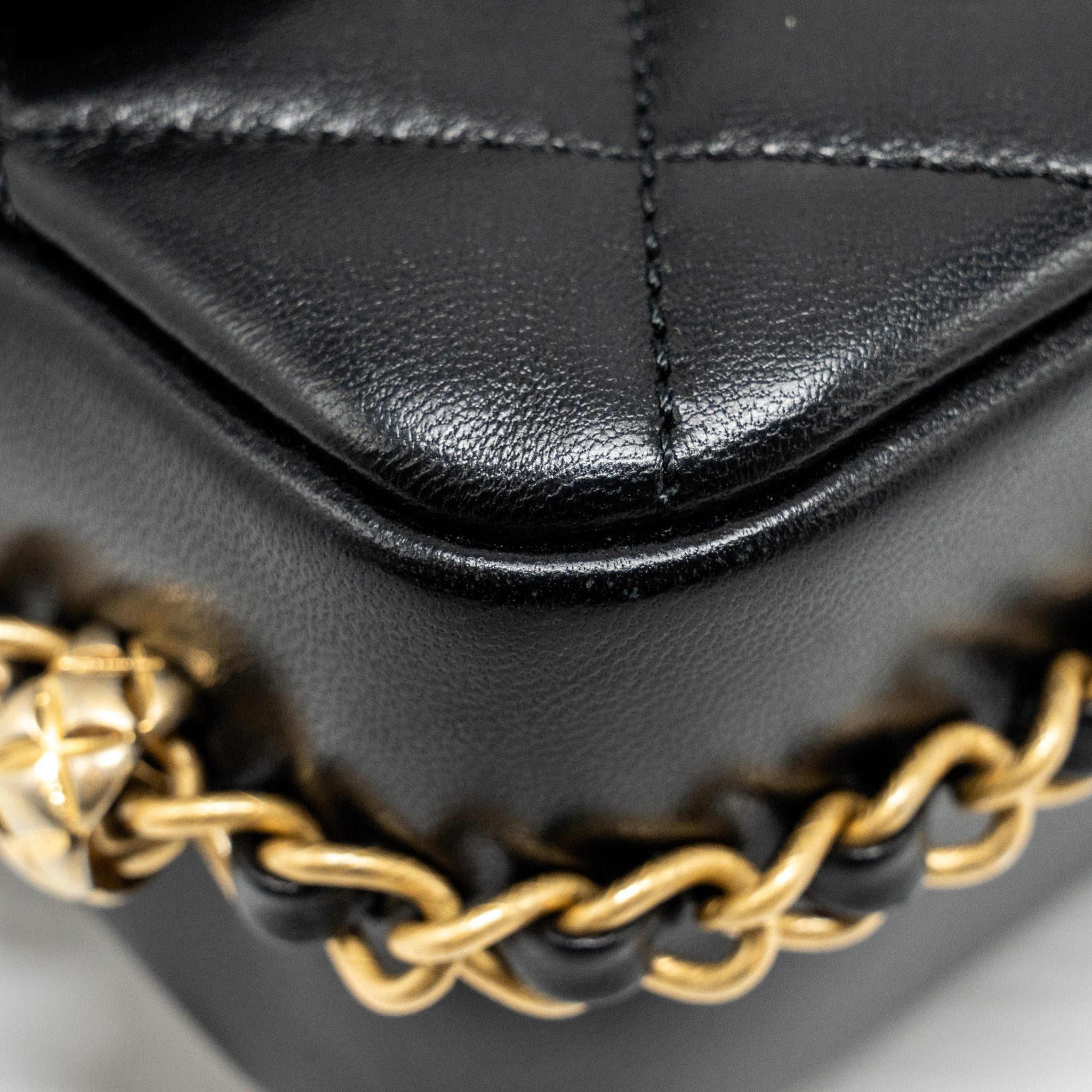 CHANEL MINI COCO CC LOGO QUILTED FLAP BAG LAMBSKIN BLACK GHW (MICROCHIP)