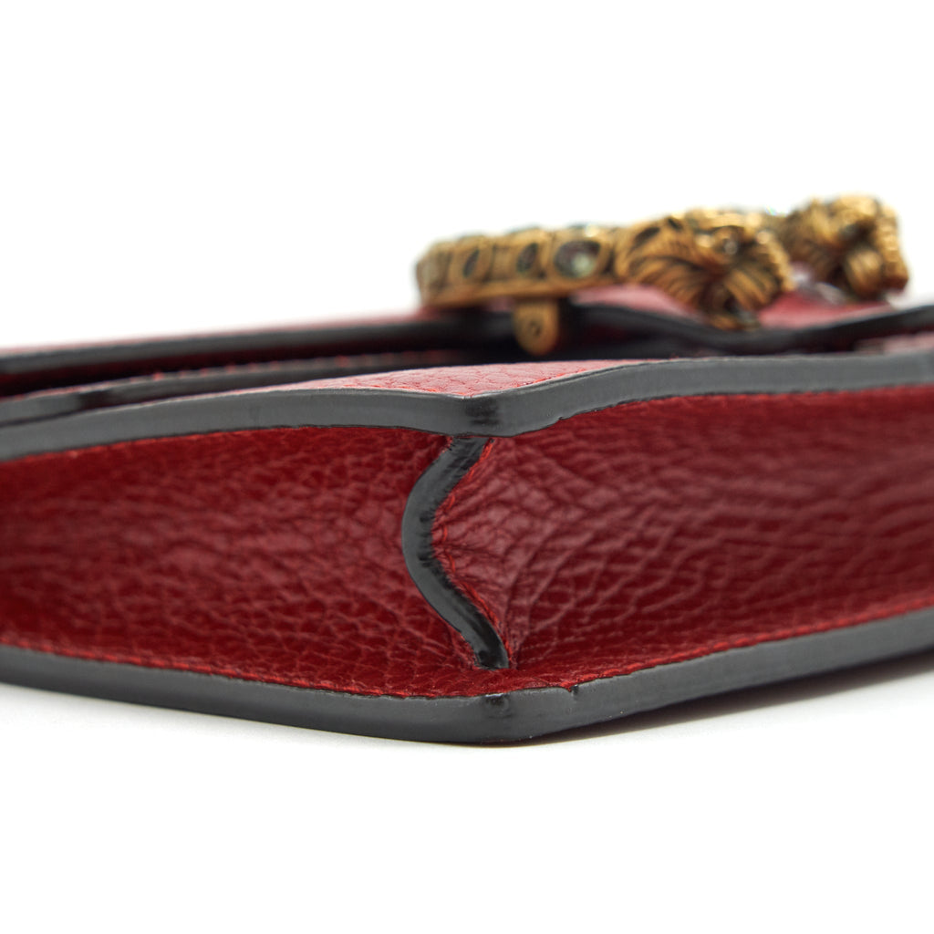 GUCCI DIONYSUS SUPER MINI LEATHER BAG RED SHW