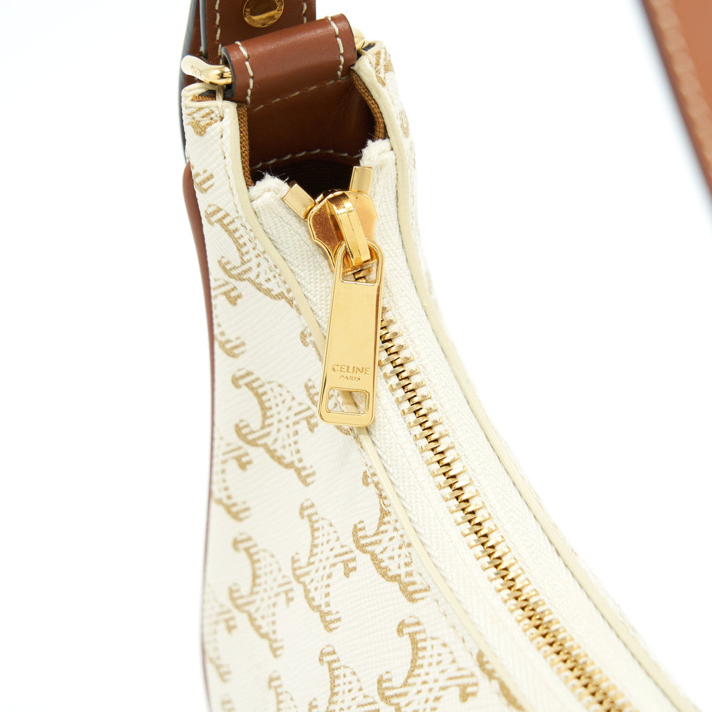 CELINE AVA BAG TRIOMPHE CANVAS AND LEATHER WHITE GHW