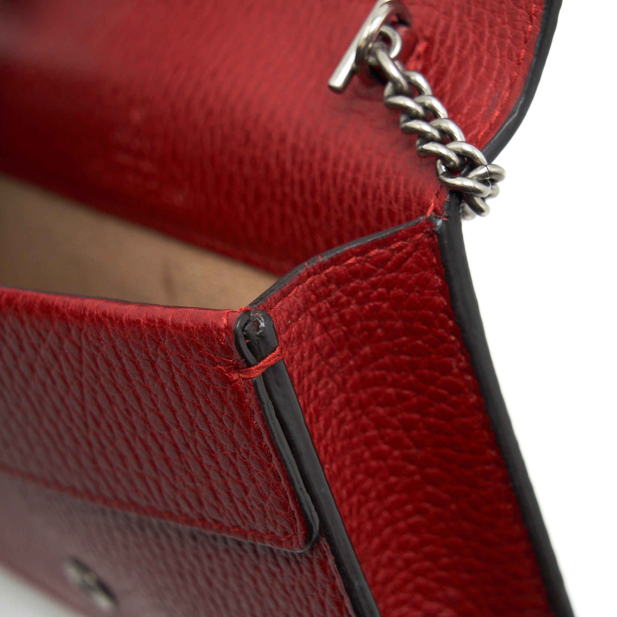 GUCCI DIONYSUS SUPER MINI LEATHER BAG RED SHW