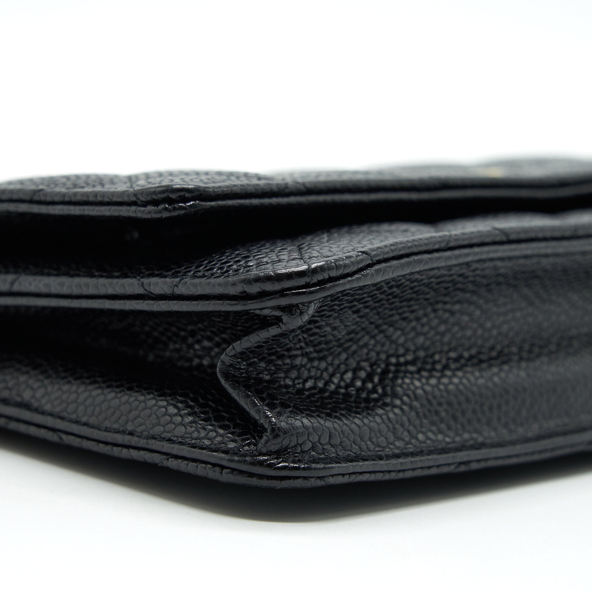 CHANEL CAVIAR WALLET ON CHAIN BLACK GHW