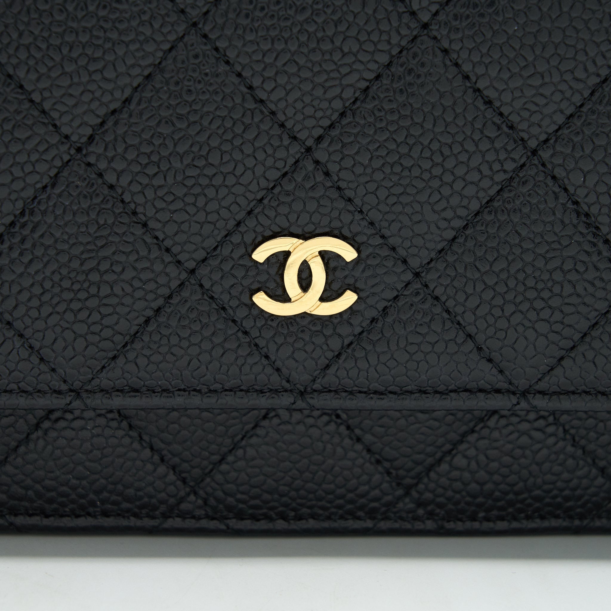 CHANEL CAVIAR WALLET ON CHAIN BLACK GHW