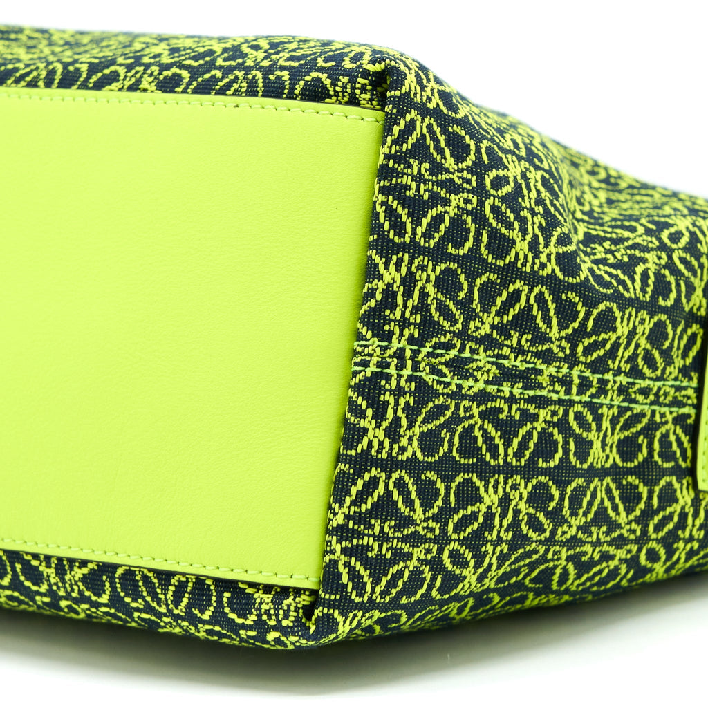 LOEWE SMALL CUBI BAG ANAGRAM JACQUARD CANVAS/LEATHER AMARILLO SHW