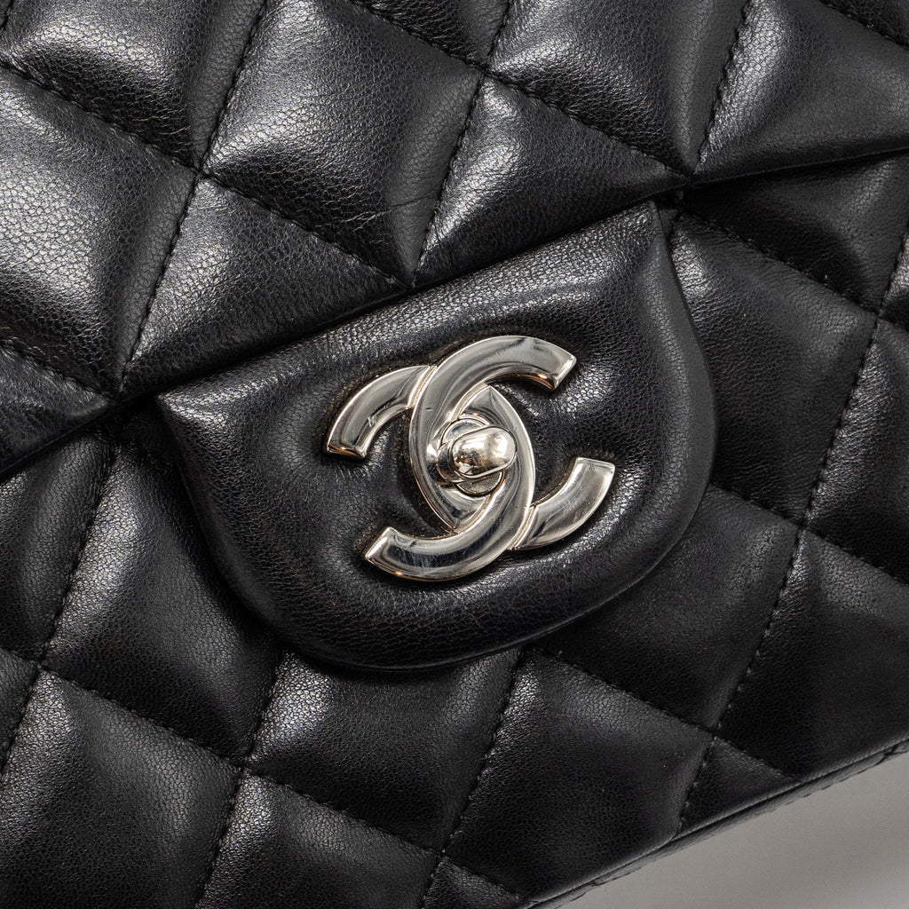 CHANEL CLASSIC JUMBO SINGLE FLAP BAG LAMBSKIN BLACK SHW