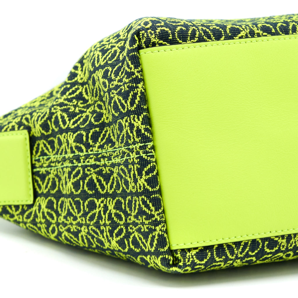 LOEWE SMALL CUBI BAG ANAGRAM JACQUARD CANVAS/LEATHER AMARILLO SHW