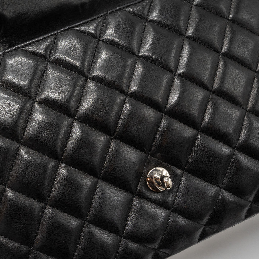 CHANEL CLASSIC JUMBO SINGLE FLAP BAG LAMBSKIN BLACK SHW