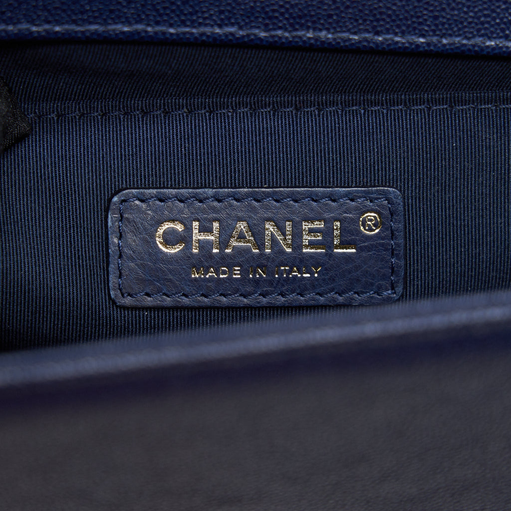 CHANEL BOY CHANEL OLD MEDIUM CAVIAR NAVY WITH GHW
