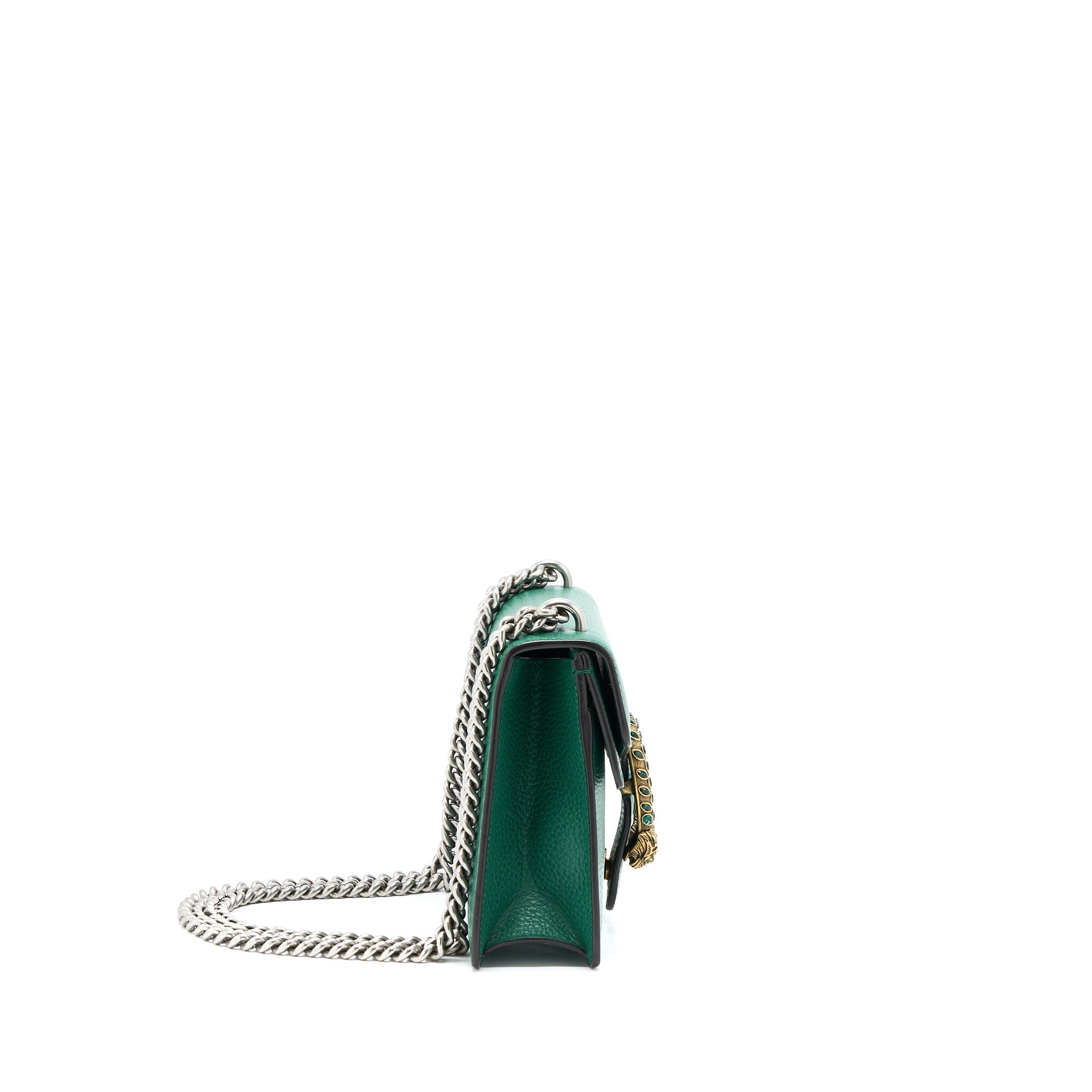 GUCCI DIONYSUS GG CALFSKIN GREEN RUTHENIUM HARDWARE