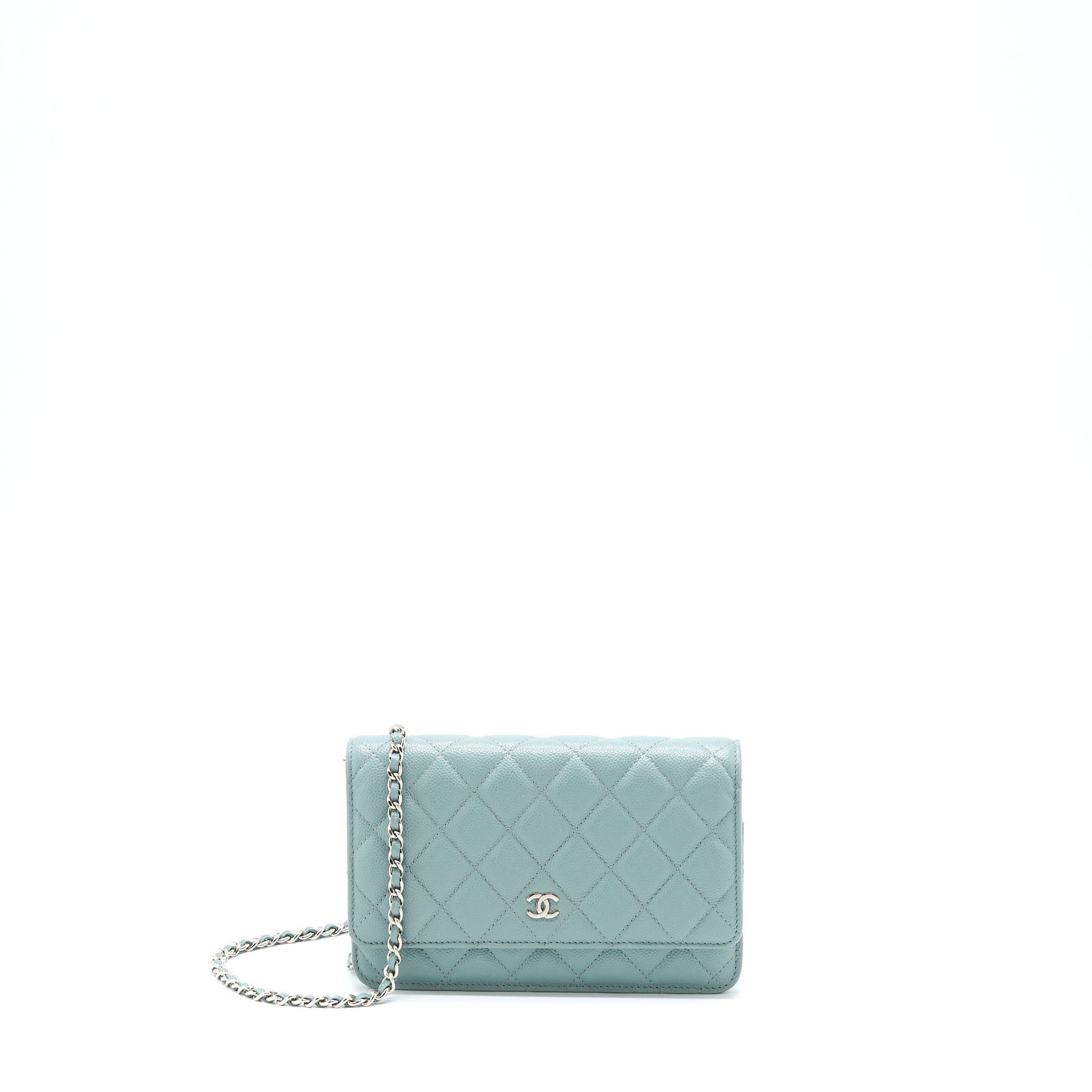 CHANEL WALLET ON CHAIN CAVIAR LIGHT BLUE SHW
