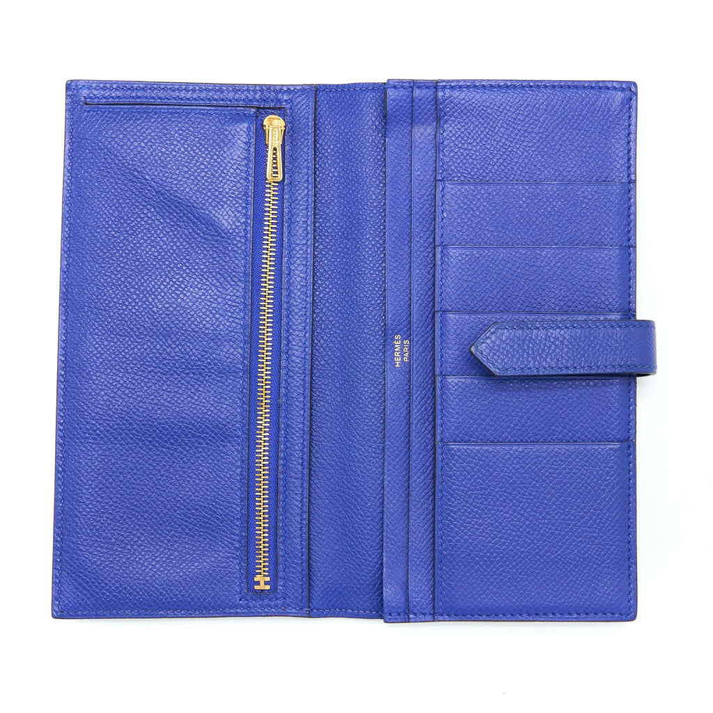 HERMES BEARN LONG WALLET EPSOM BLUE ELECTRIC GHW