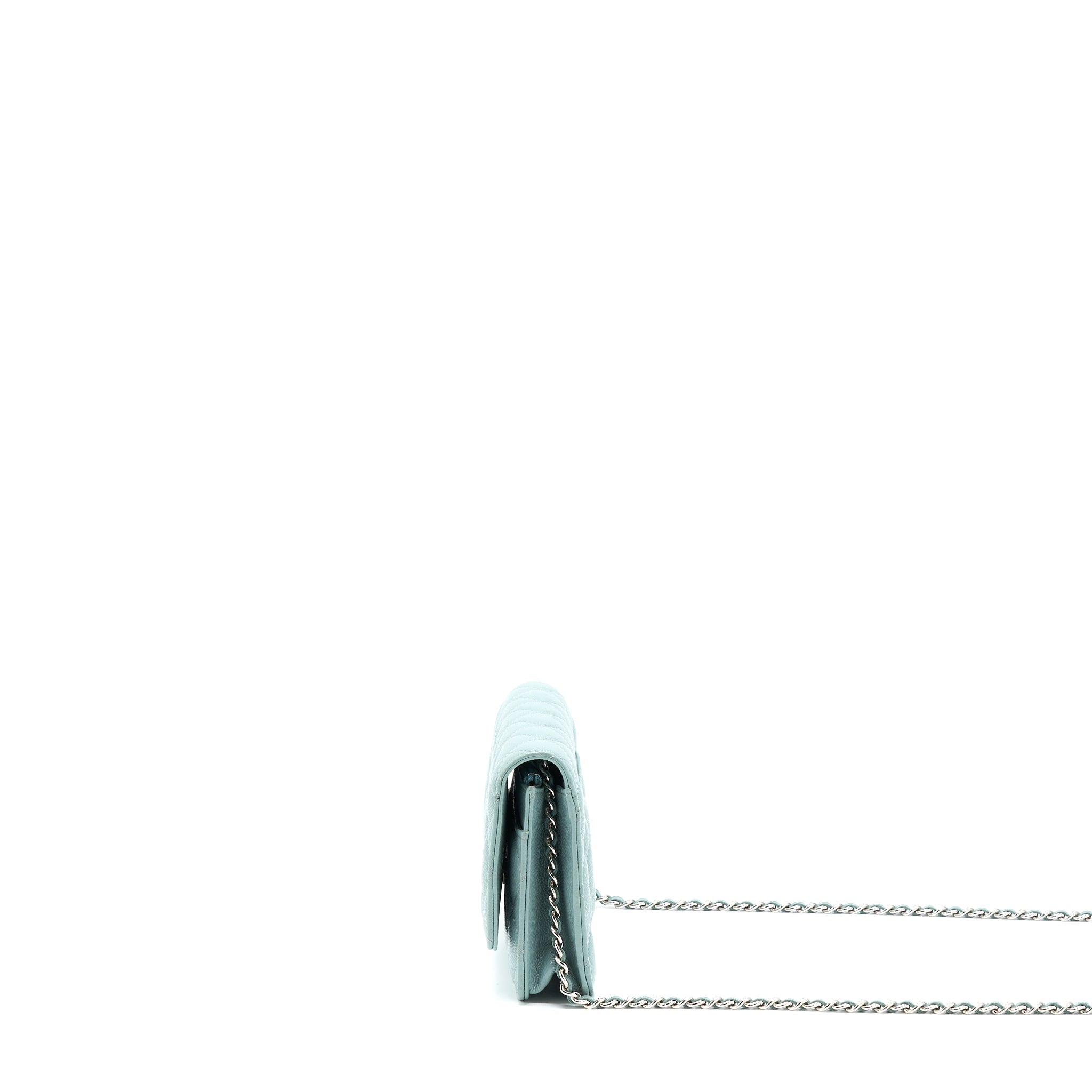 CHANEL WALLET ON CHAIN CAVIAR LIGHT BLUE SHW
