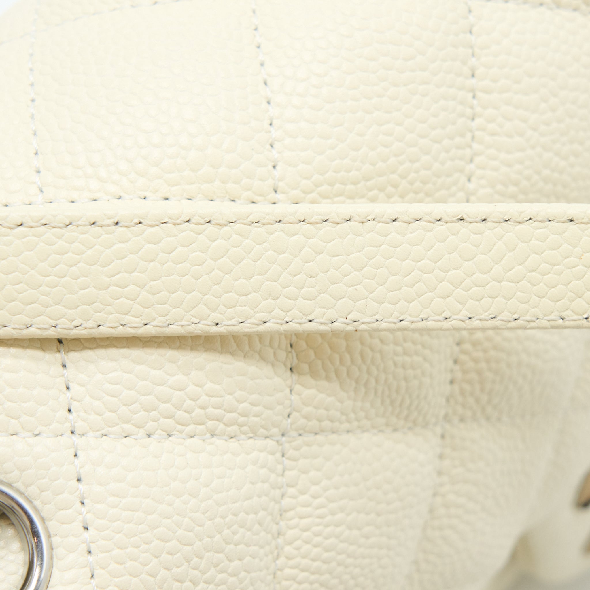 CHANEL QUILTED FLAP BAG CAVIAR WHITE SHW