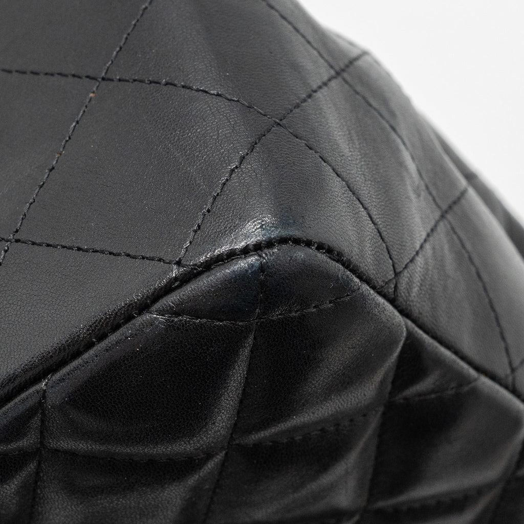 CHANEL CLASSIC JUMBO SINGLE FLAP BAG LAMBSKIN BLACK SHW