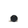 CHANEL ROUND CLUTCH WITH CHAIN BLACK BRUSHED GHW