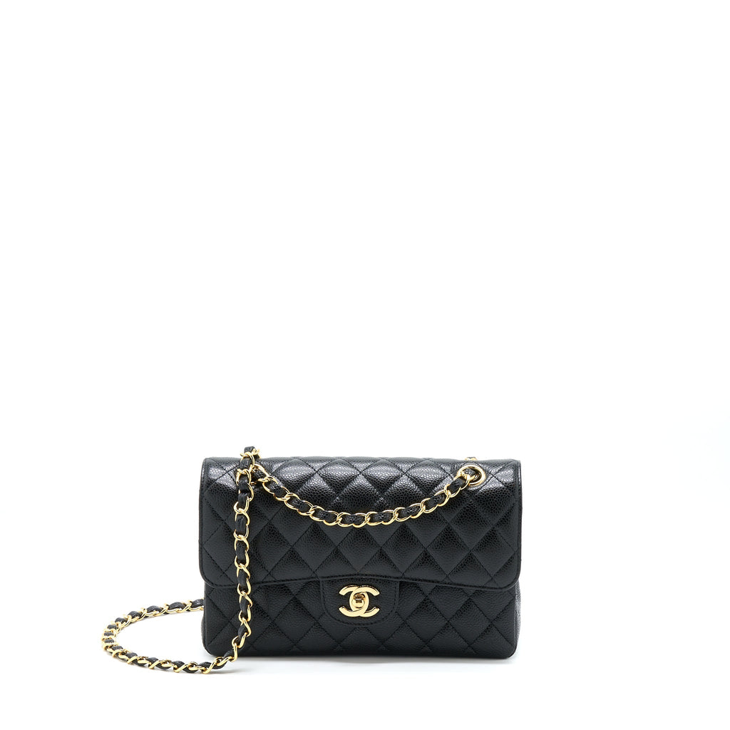CHANEL SMALL CLASSIC DOUBLE FLAP BAG CAVIAR BLACK GHW