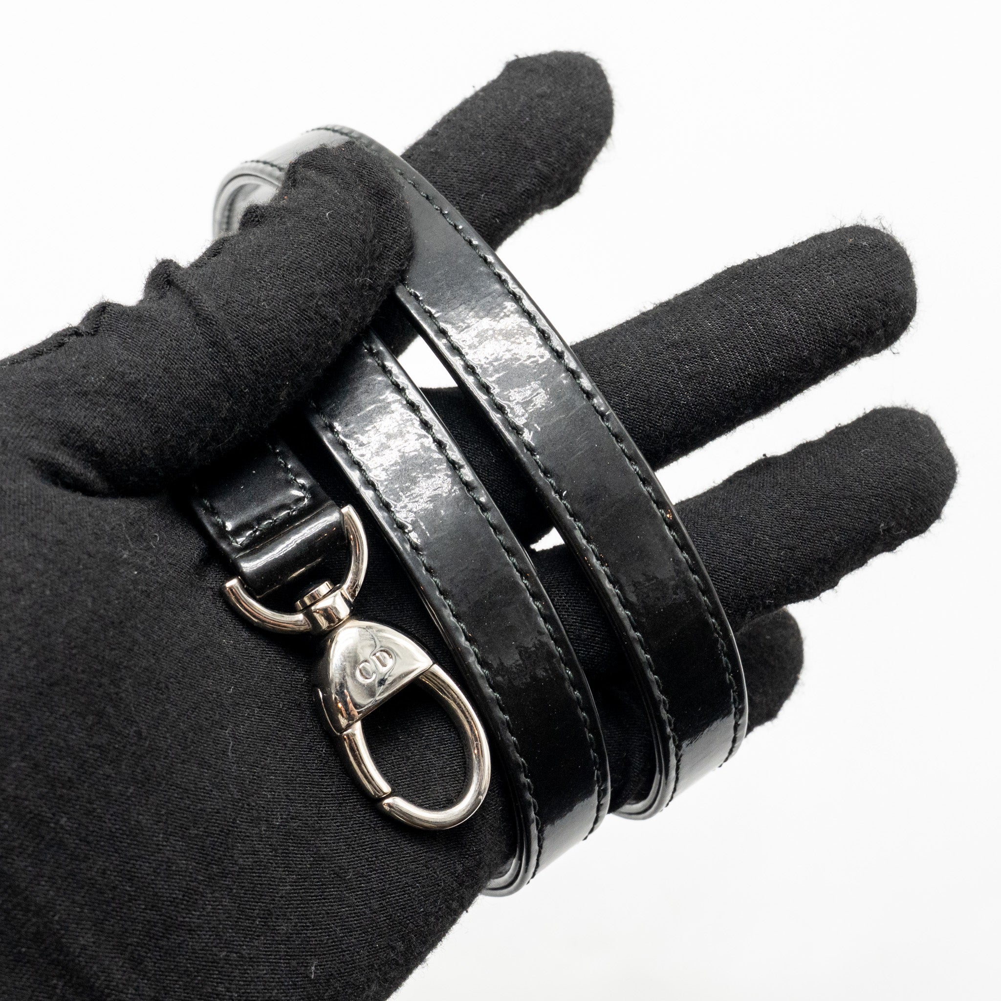DIOR MEDIUM LADY DIOR PATENT BLACK SHW