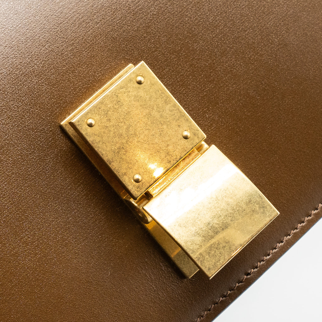 CELINE MINI CLASSIC BAG BOX CALFSKIN CAMEL GHW