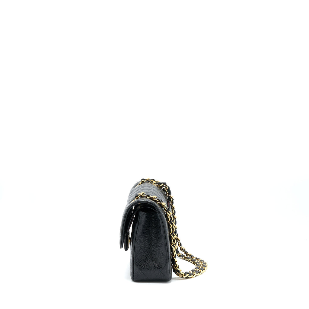 CHANEL SMALL CLASSIC DOUBLE FLAP BAG CAVIAR BLACK GHW