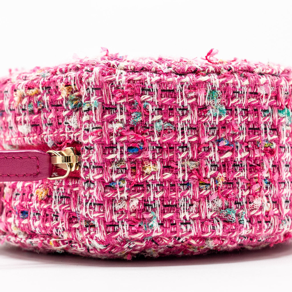 CHANEL ROUND CLUTCH WITH CHAIN TWEED PINK/MULTICOLOUR LGHW