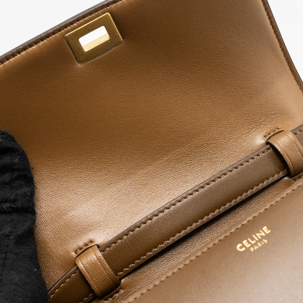 CELINE MINI CLASSIC BAG BOX CALFSKIN CAMEL GHW
