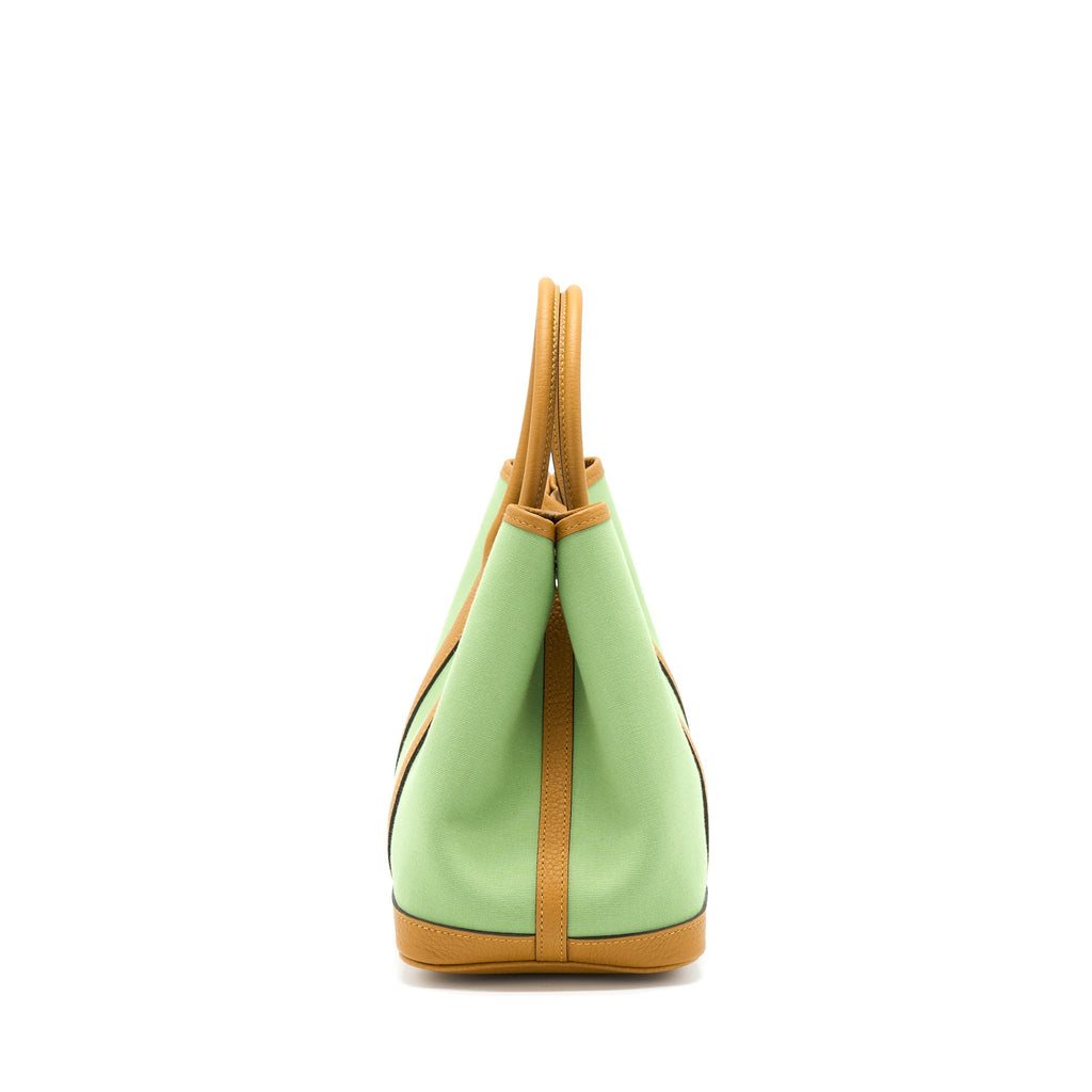 HERMES GARDEN PARTY 30 CANVAS VERT CRIQUET / CORE SHW