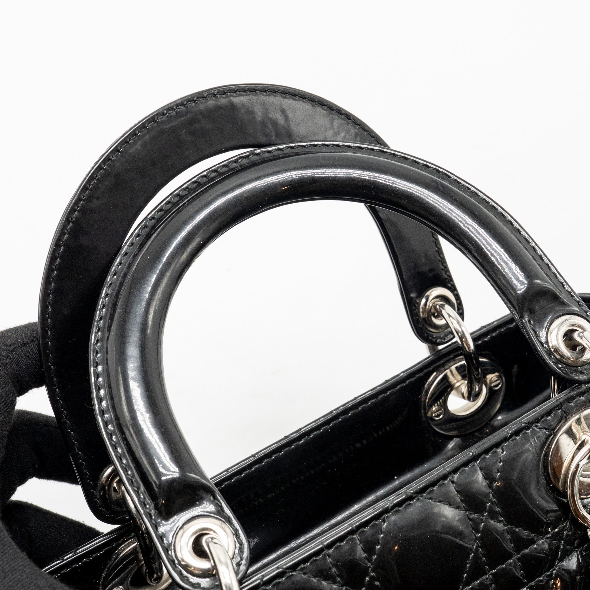 DIOR MEDIUM LADY DIOR PATENT BLACK SHW