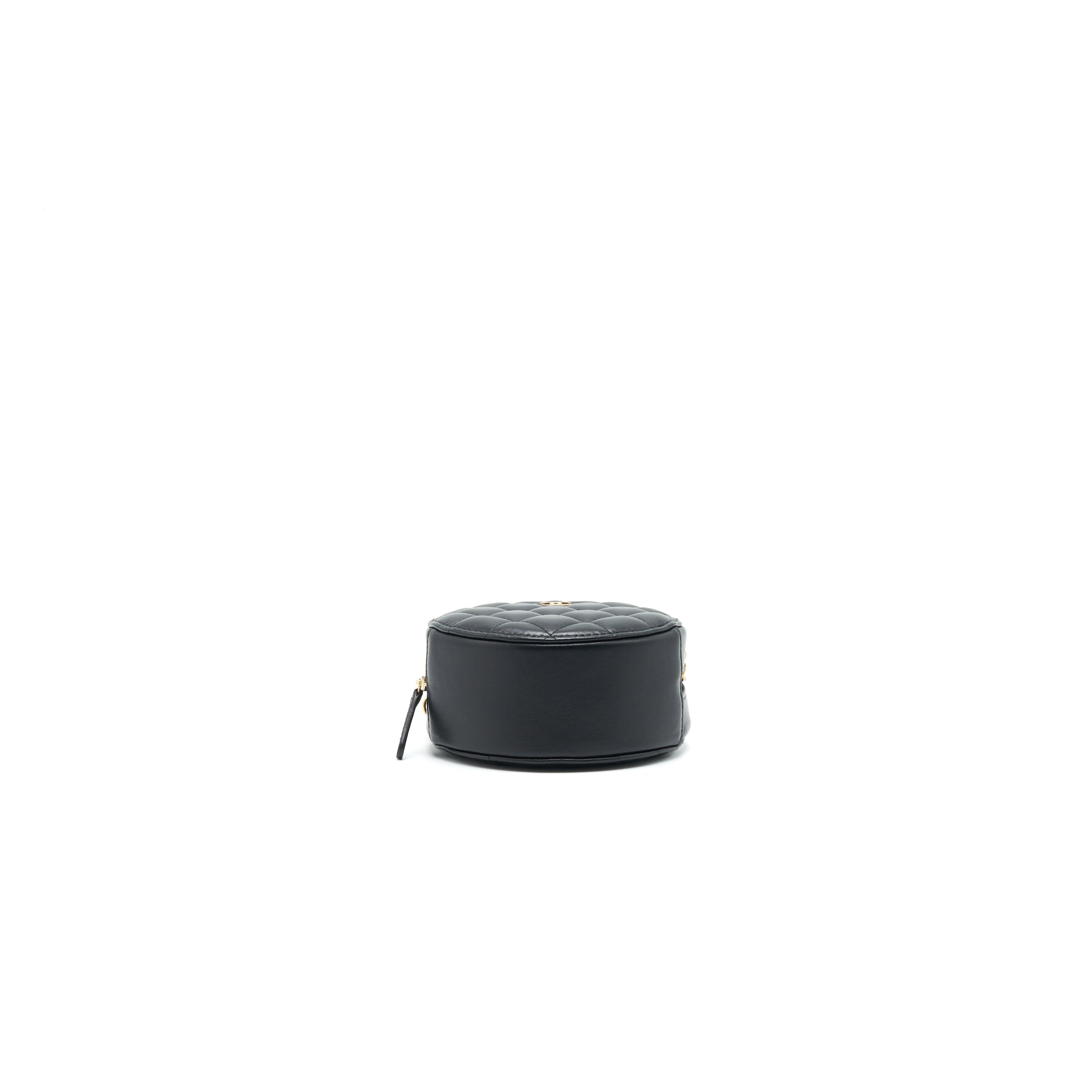 CHANEL ROUND CLUTCH WITH CHAIN BLACK BRUSHED GHW
