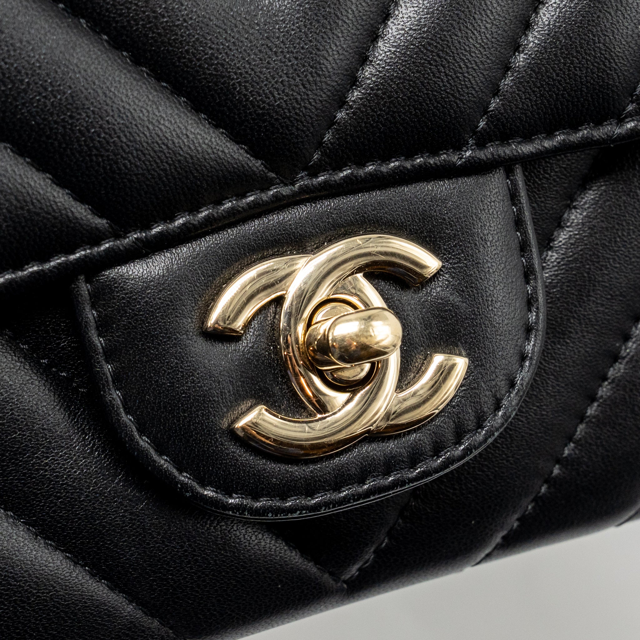 CHANEL MINI RECTANGULAR FLAP BAG CHEVRON LAMBSKIN BLACK LGHW